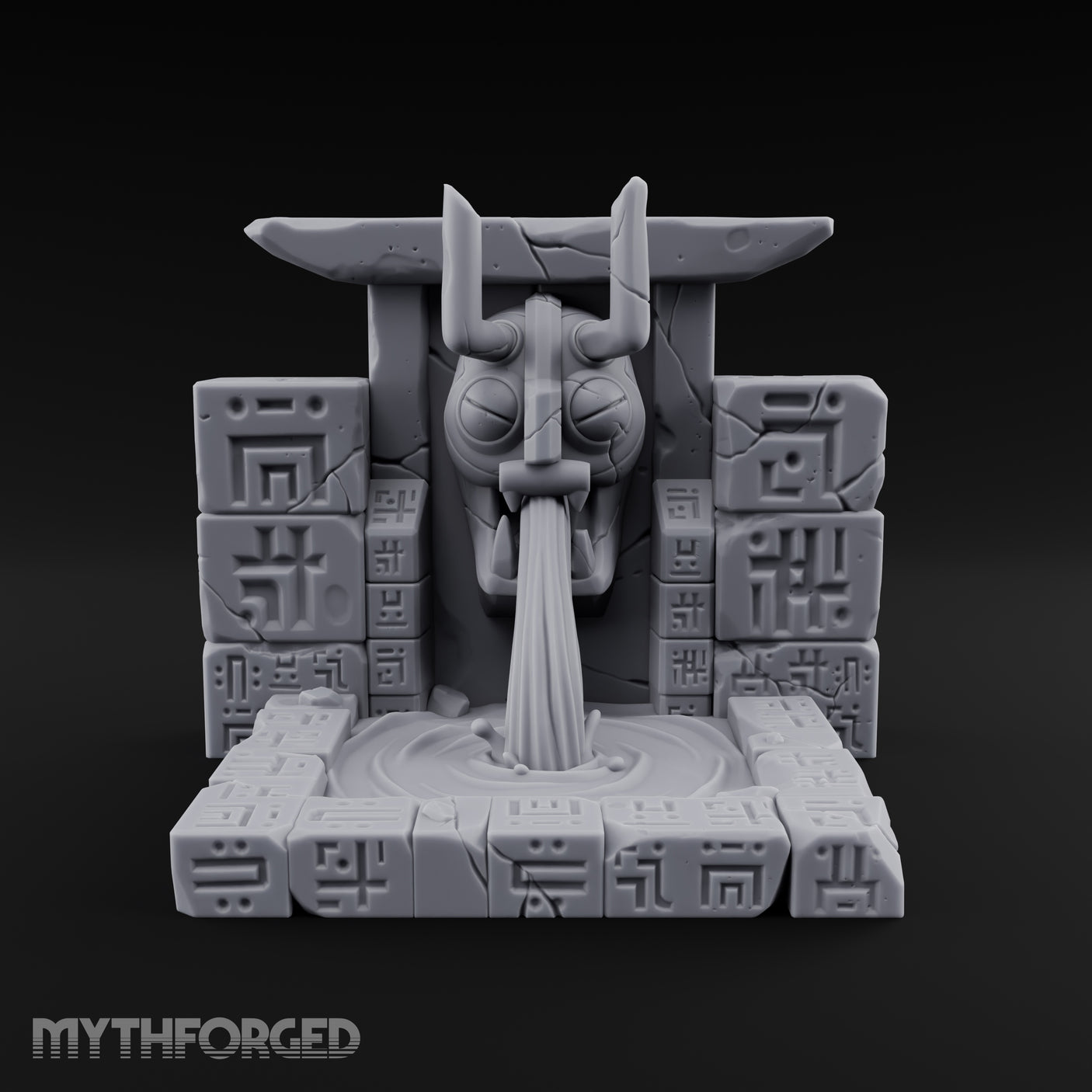 Demon-Mouthed Jungle Temple Fountain Miniature for Dungeons and Dragons, Pathfinder or other TTRPGs