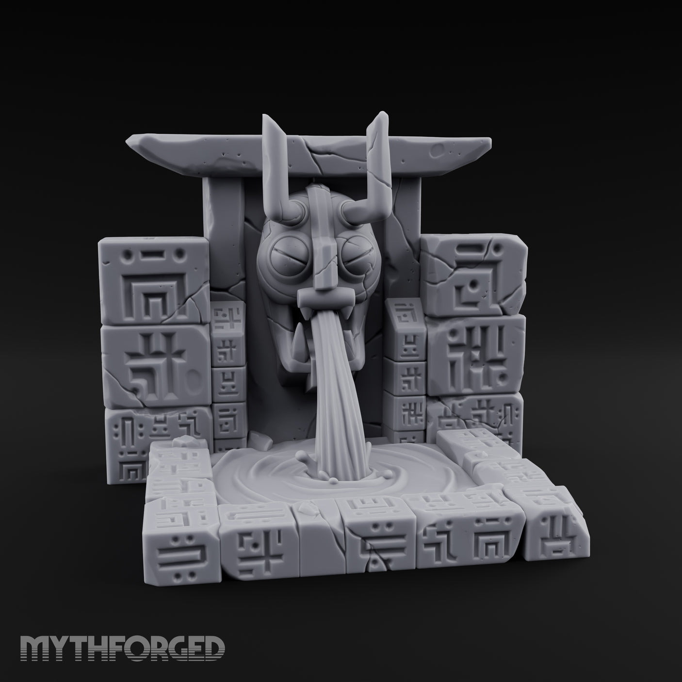 Demon-Mouthed Jungle Temple Fountain Miniature for Dungeons and Dragons, Pathfinder or other TTRPGs