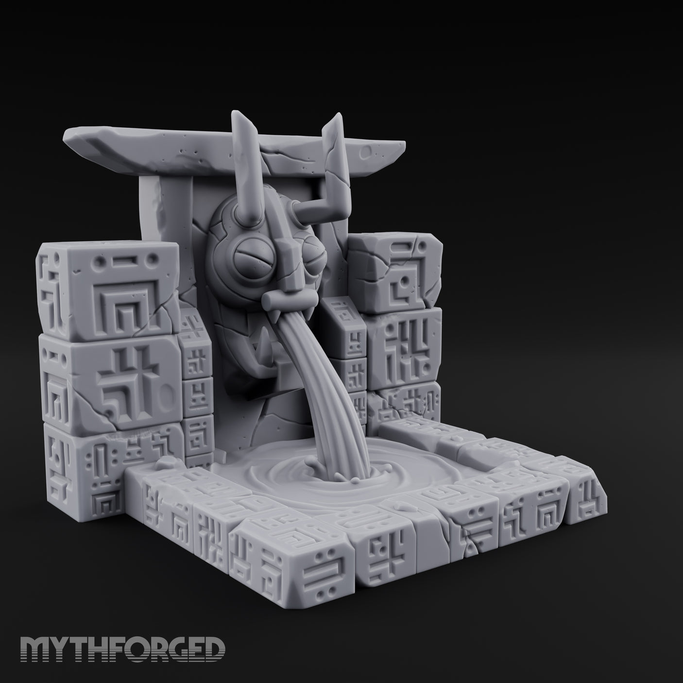 Demon-Mouthed Jungle Temple Fountain Miniature for Dungeons and Dragons, Pathfinder or other TTRPGs