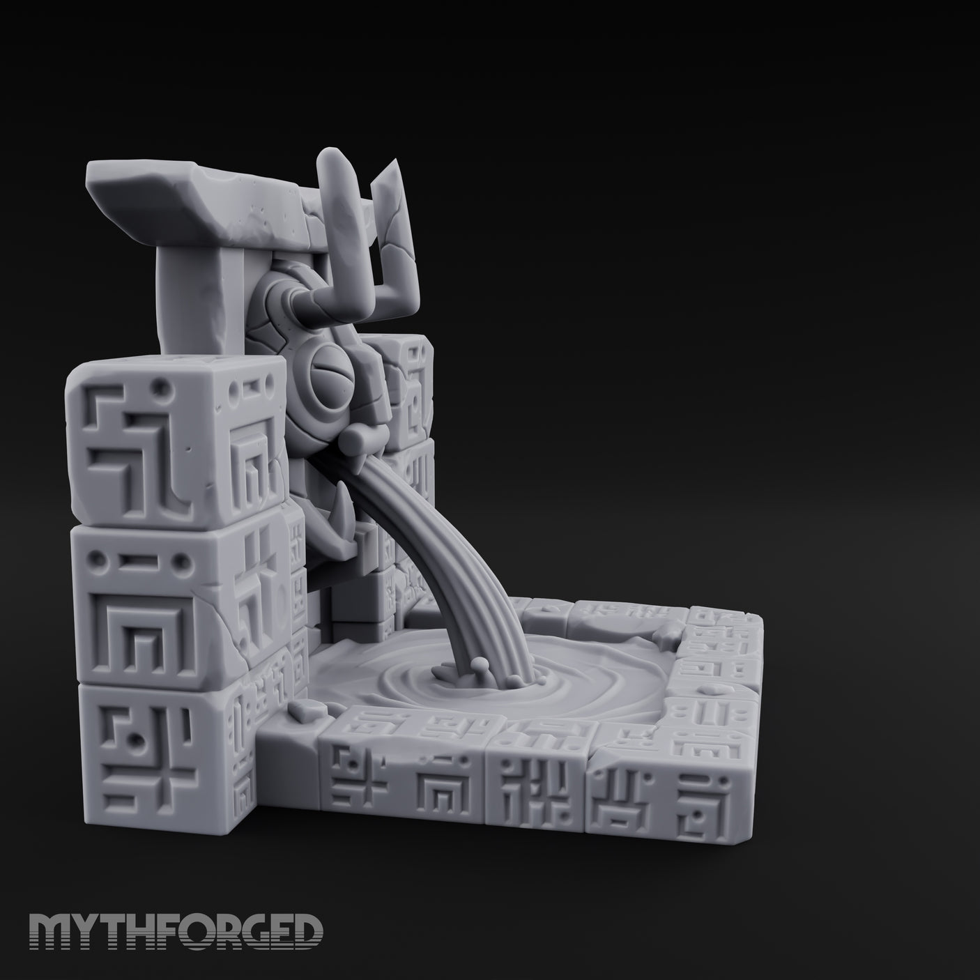 Demon-Mouthed Jungle Temple Fountain Miniature for Dungeons and Dragons, Pathfinder or other TTRPGs