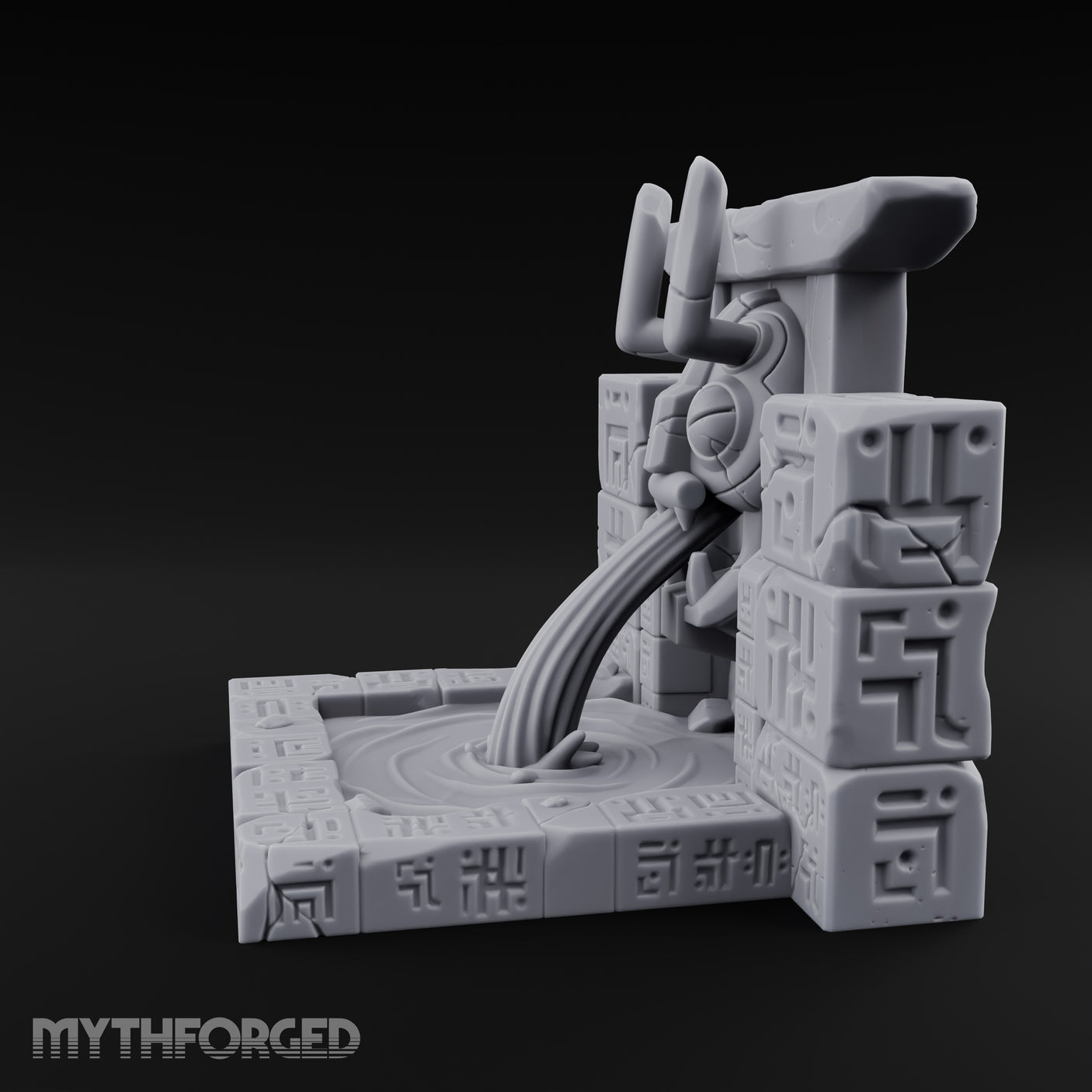 Demon-Mouthed Jungle Temple Fountain Miniature for Dungeons and Dragons, Pathfinder or other TTRPGs