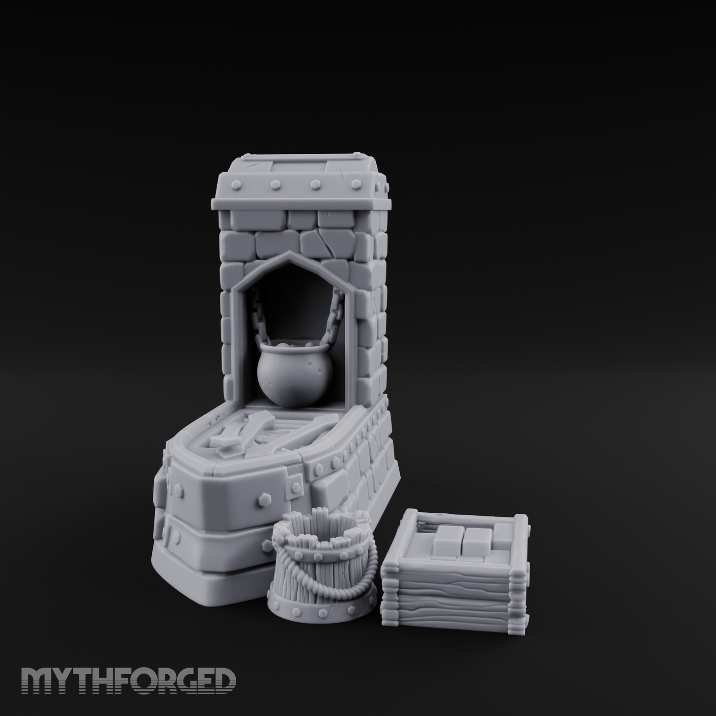 Cauldron-Topped Furnace Miniature for Dungeons and Dragons, Pathfinder or other TTRPGs