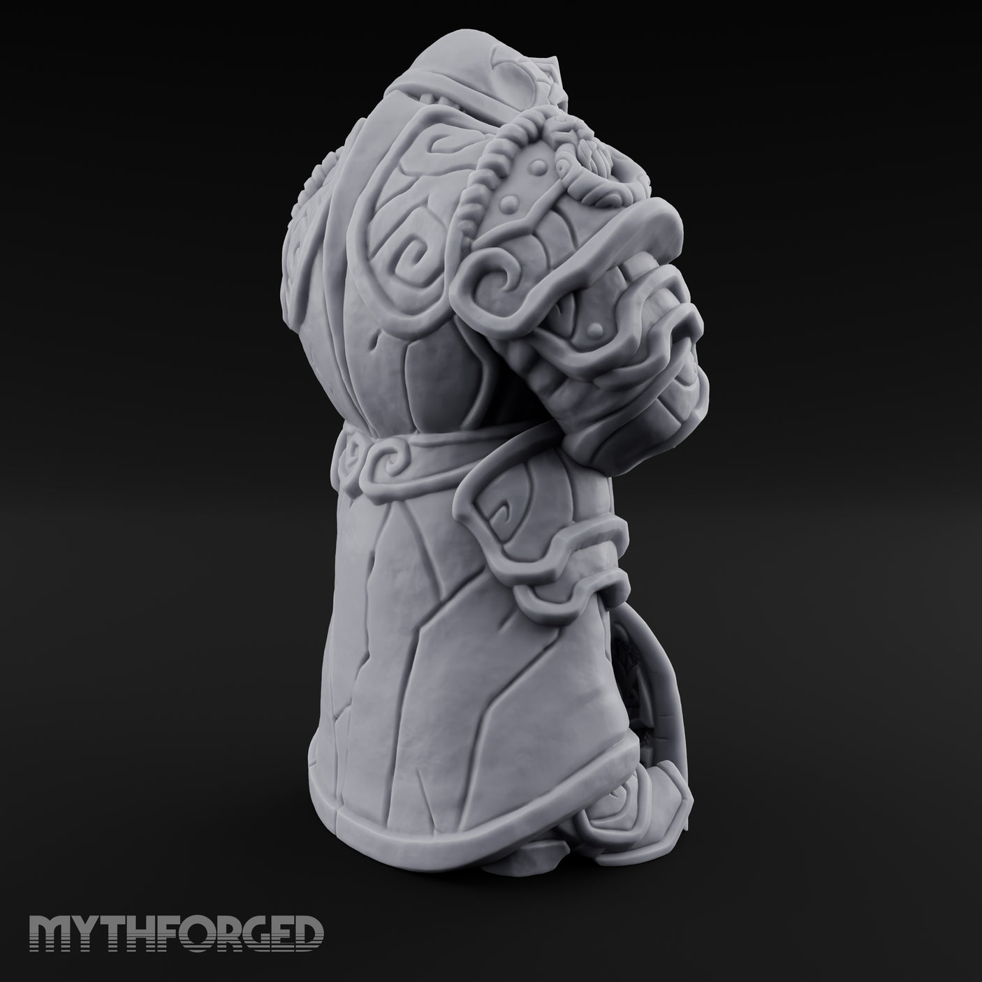 Rune-Etched Warhammer-Wielding Dwarf King Monument Miniature for Dungeons and Dragons, Pathfinder or other TTRPGs
