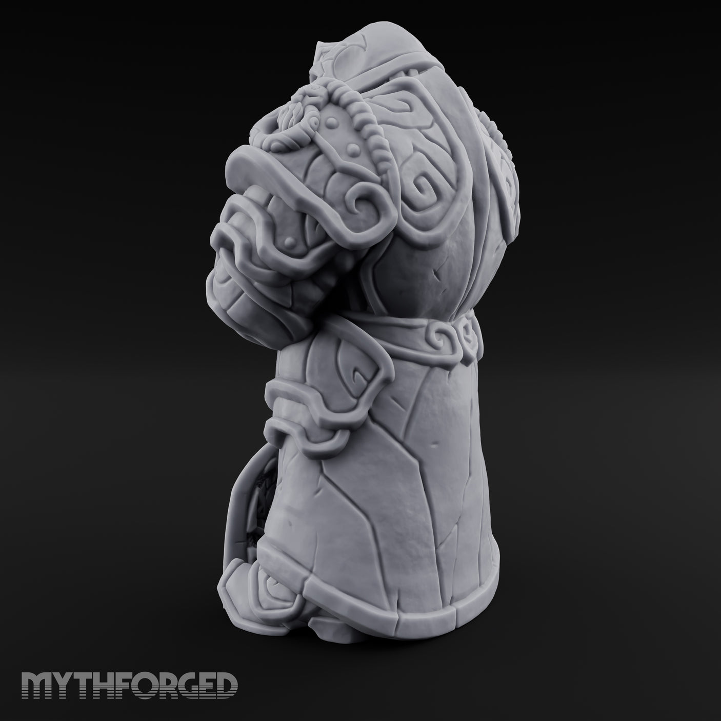 Rune-Etched Warhammer-Wielding Dwarf King Monument Miniature for Dungeons and Dragons, Pathfinder or other TTRPGs