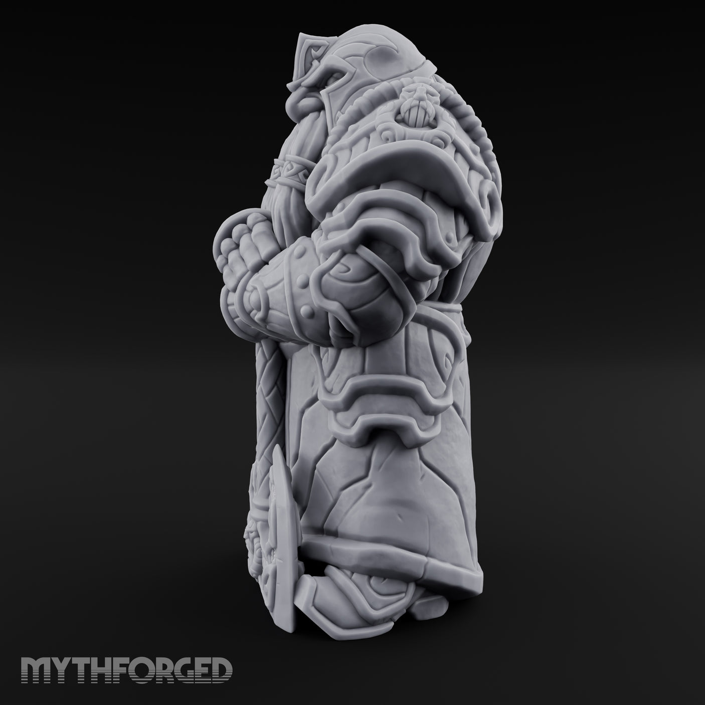 Rune-Etched Warhammer-Wielding Dwarf King Monument Miniature for Dungeons and Dragons, Pathfinder or other TTRPGs