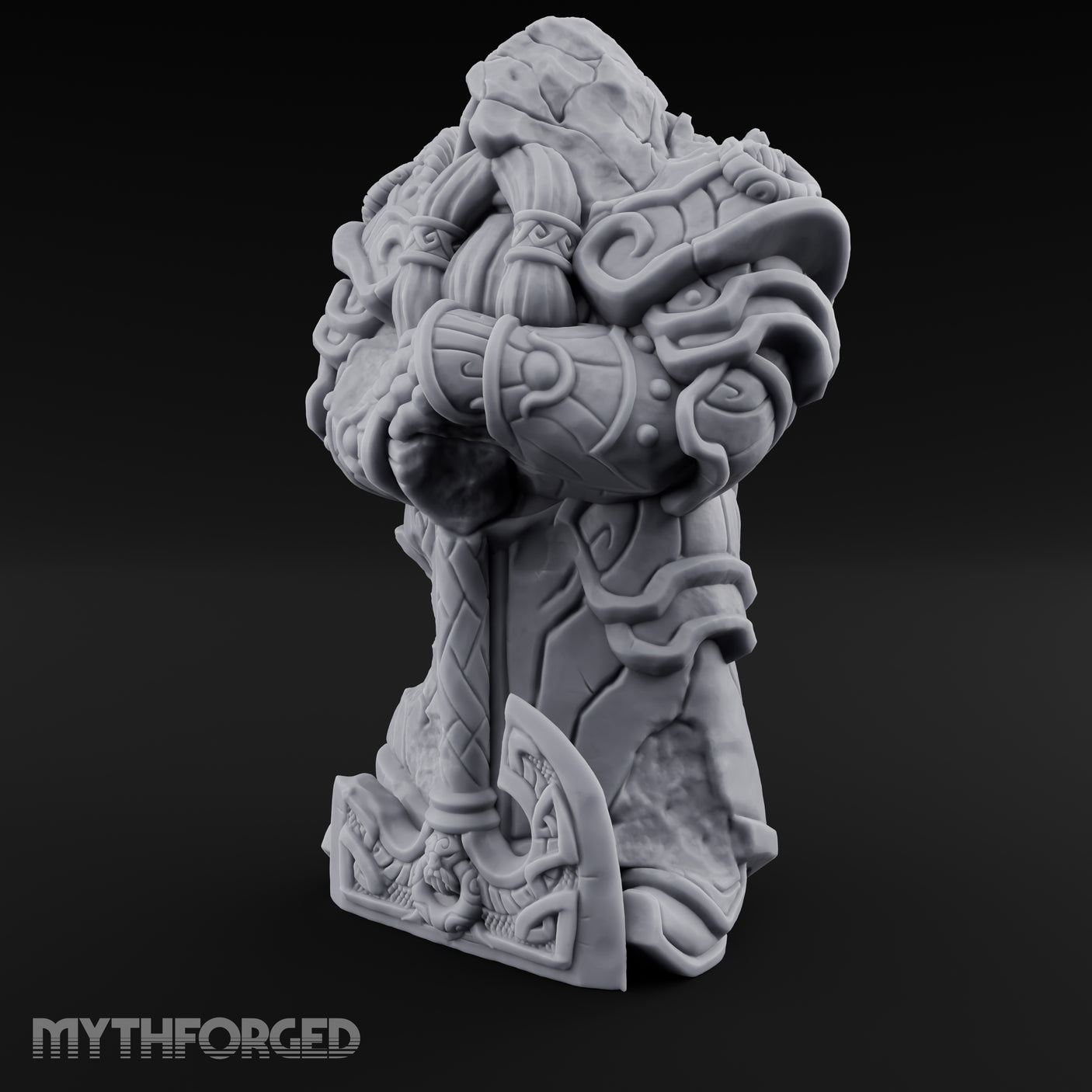 Sword-Planted Knotwork-Carved Dwarf Ancestor Monolith Miniature for Dungeons and Dragons, Pathfinder or other TTRPGs