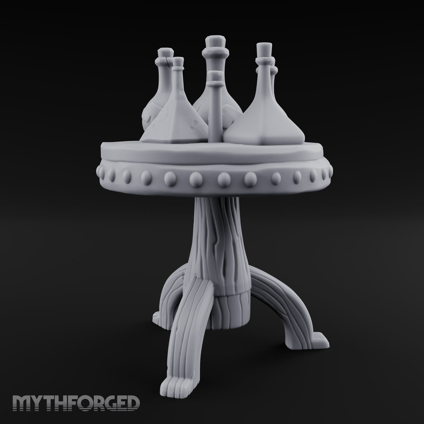 Potion-Laden Alchemist's Pedestal Table Miniature for Dungeons and Dragons, Pathfinder or other TTRPGs