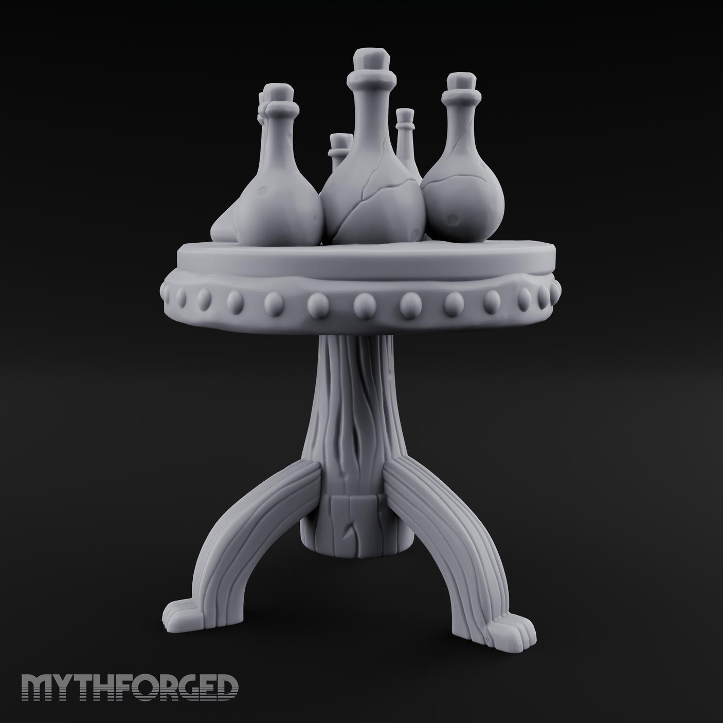 Potion-Laden Alchemist's Pedestal Table Miniature for Dungeons and Dragons, Pathfinder or other TTRPGs
