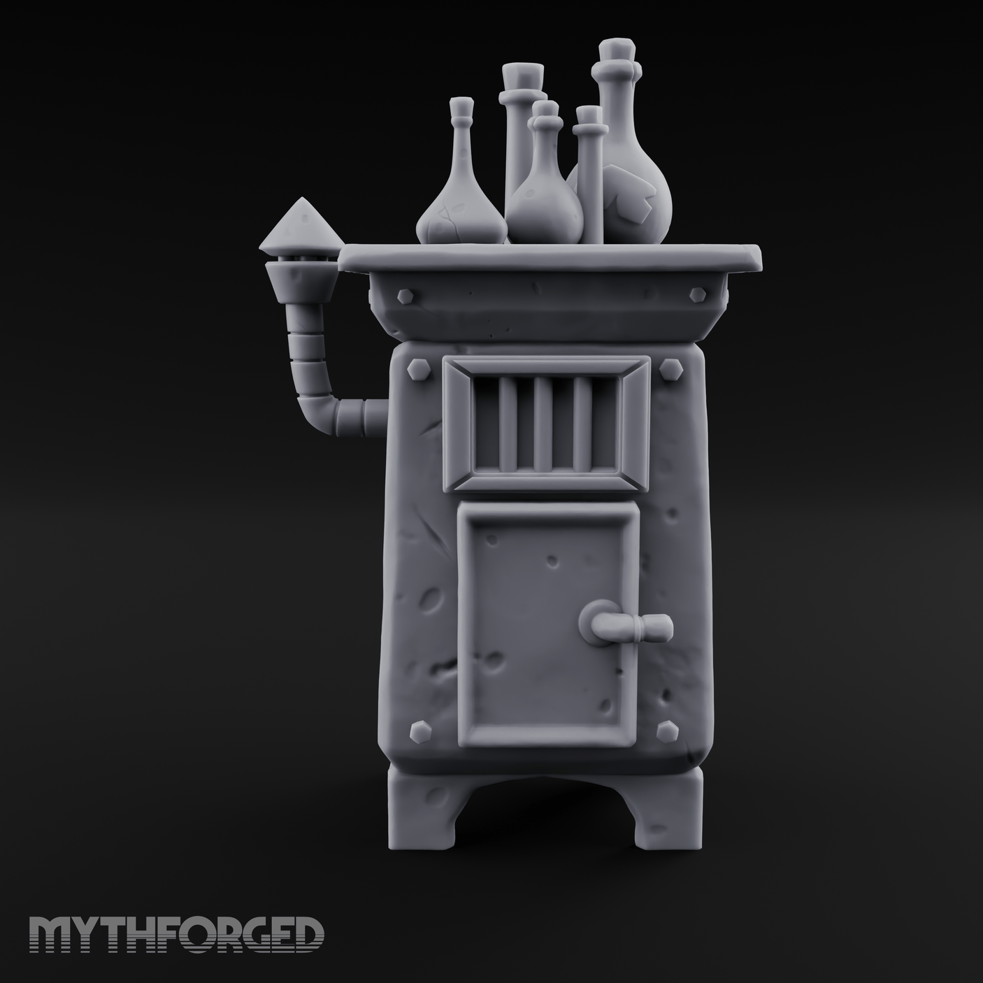 Potion-Laden Alchemist's Furnace Miniature for Dungeons and Dragons, Pathfinder or other TTRPGs