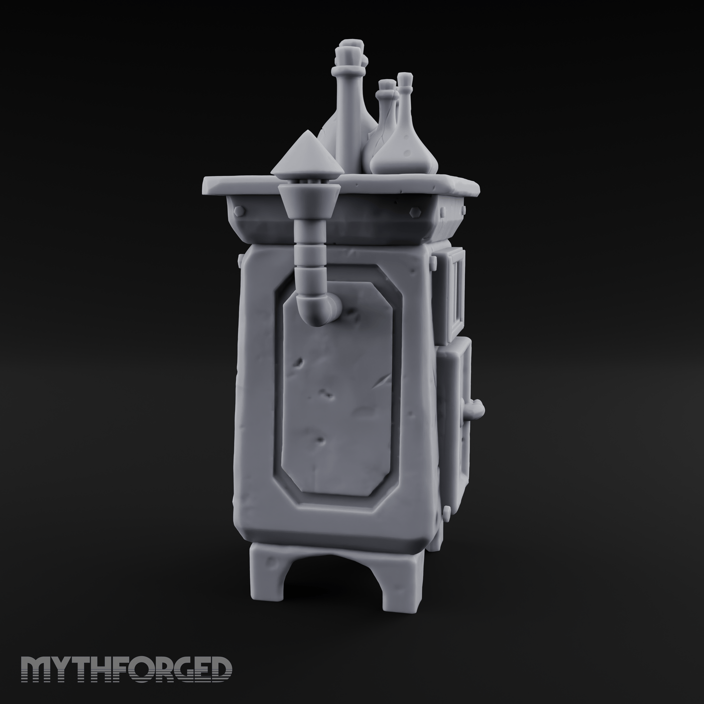 Potion-Laden Alchemist's Furnace Miniature for Dungeons and Dragons, Pathfinder or other TTRPGs