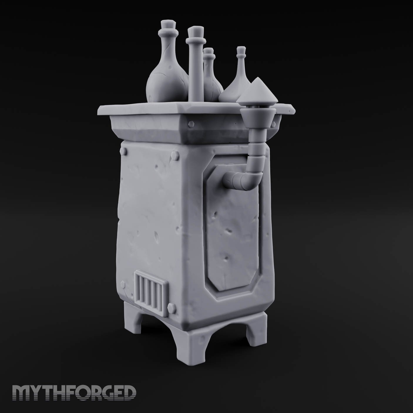 Potion-Laden Alchemist's Furnace Miniature for Dungeons and Dragons, Pathfinder or other TTRPGs