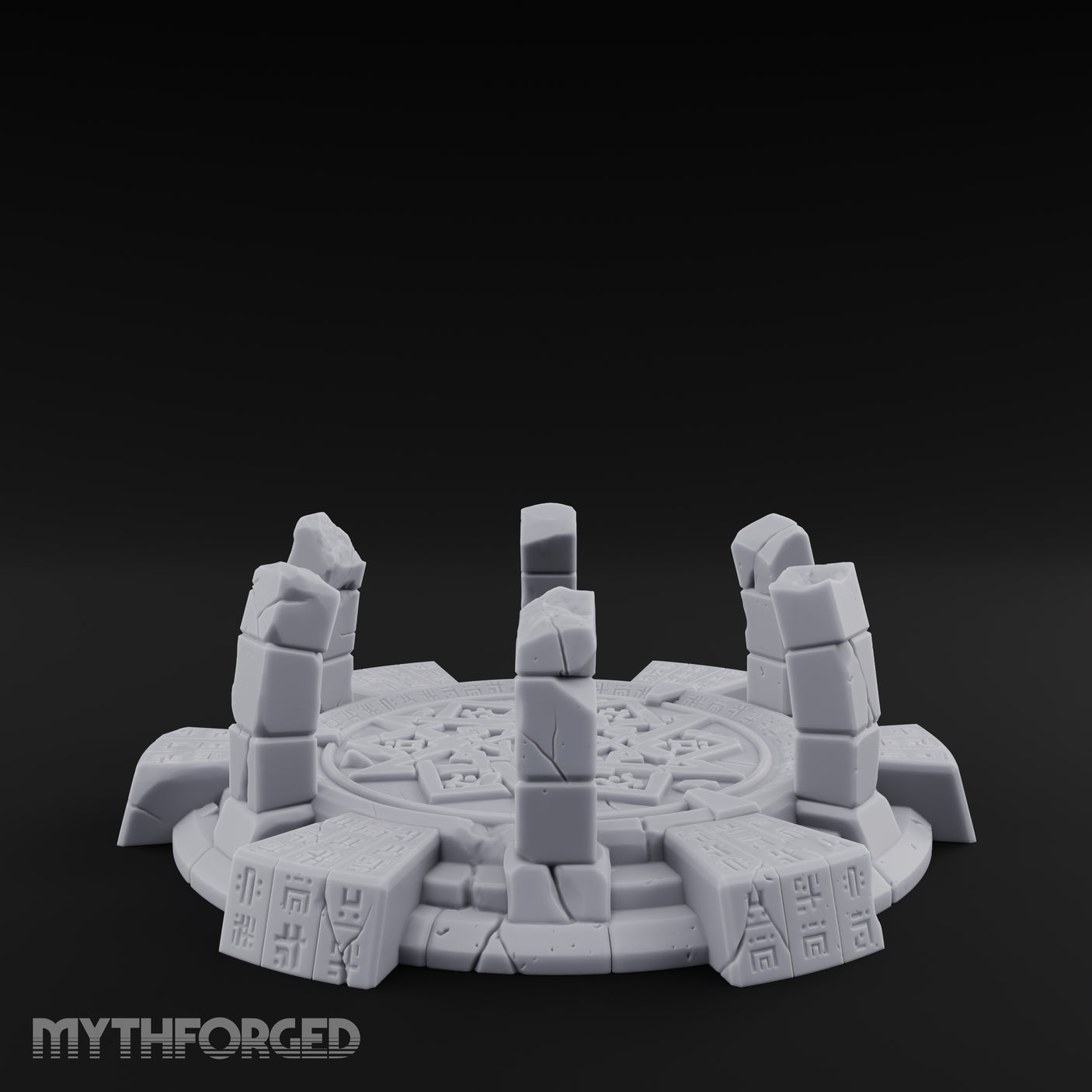 Rune-Etched, Broken Summoning Circle Miniature for Dungeons and Dragons, Pathfinder or other TTRPGs