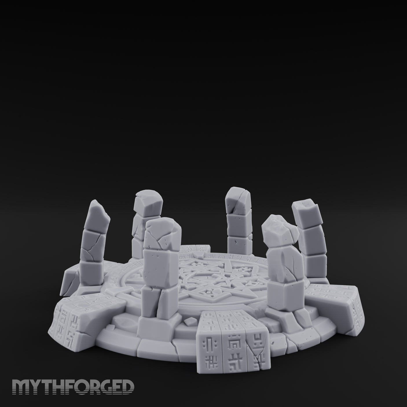Rune-Etched, Broken Summoning Circle Miniature for Dungeons and Dragons, Pathfinder or other TTRPGs