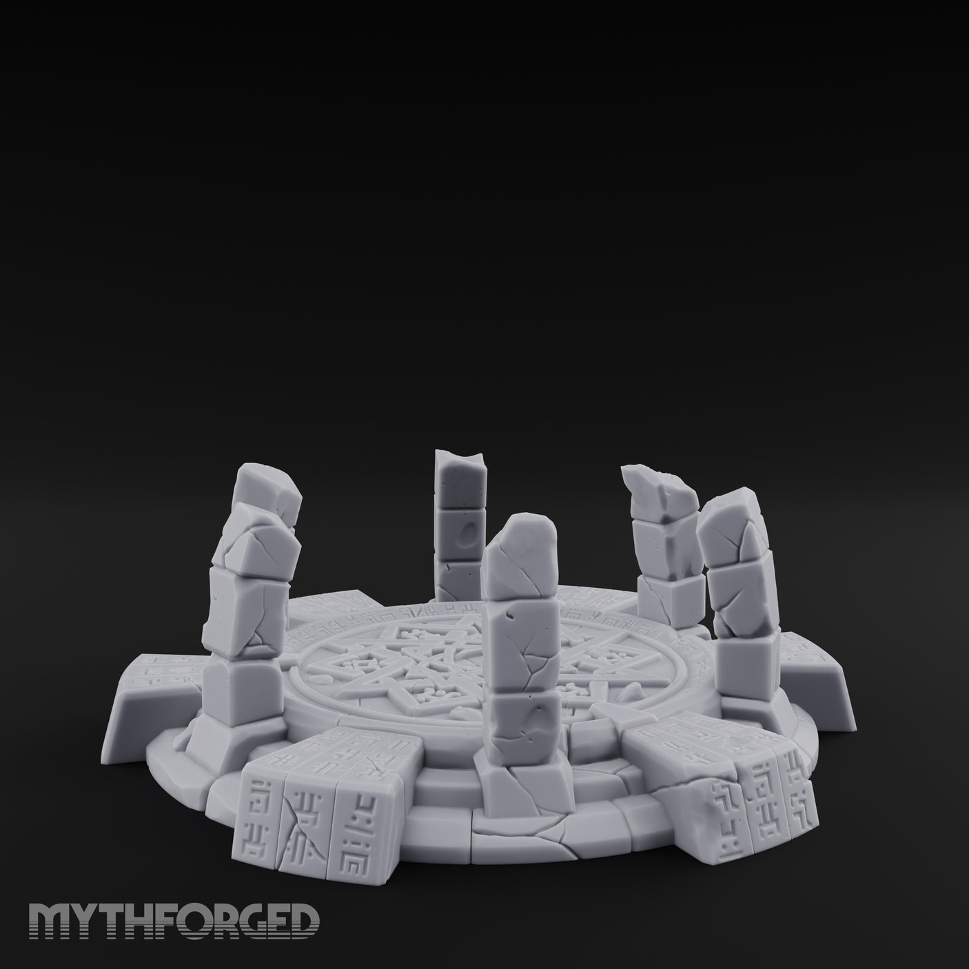 Rune-Etched, Broken Summoning Circle Miniature for Dungeons and Dragons, Pathfinder or other TTRPGs