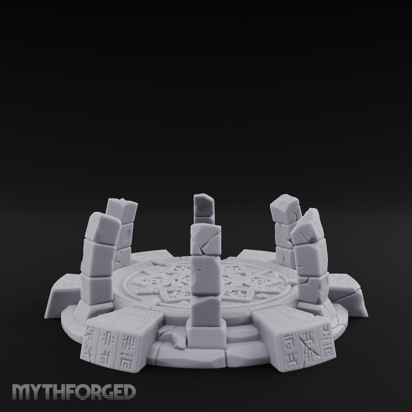 Rune-Etched, Broken Summoning Circle Miniature for Dungeons and Dragons, Pathfinder or other TTRPGs