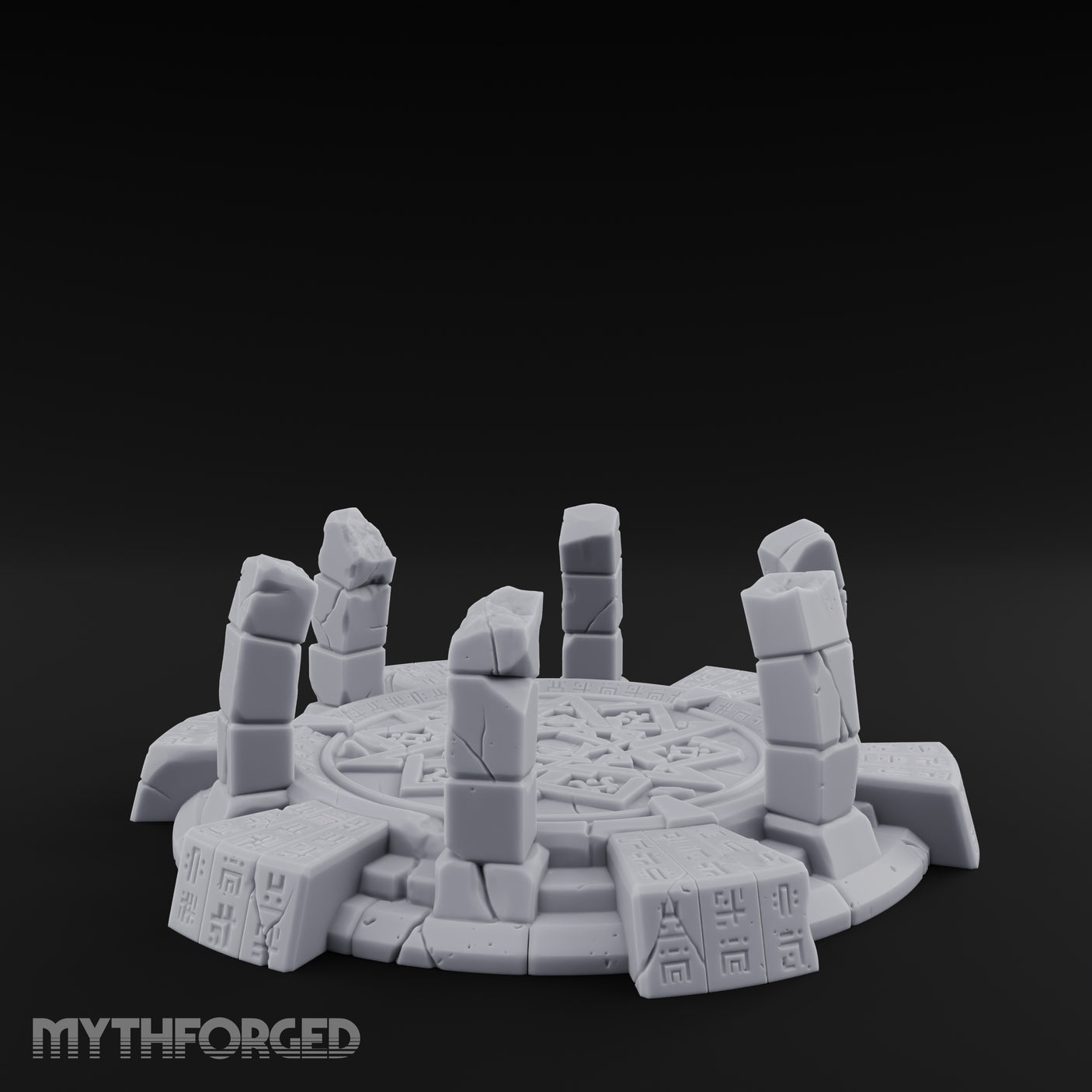 Rune-Etched, Broken Summoning Circle Miniature for Dungeons and Dragons, Pathfinder or other TTRPGs