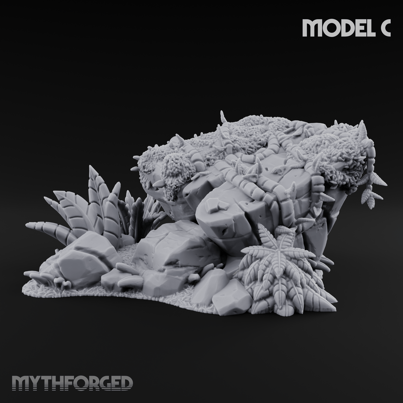 Overgrown Jungle Flora Cluster C Miniature for Dungeons and Dragons, Pathfinder or other TTRPGs