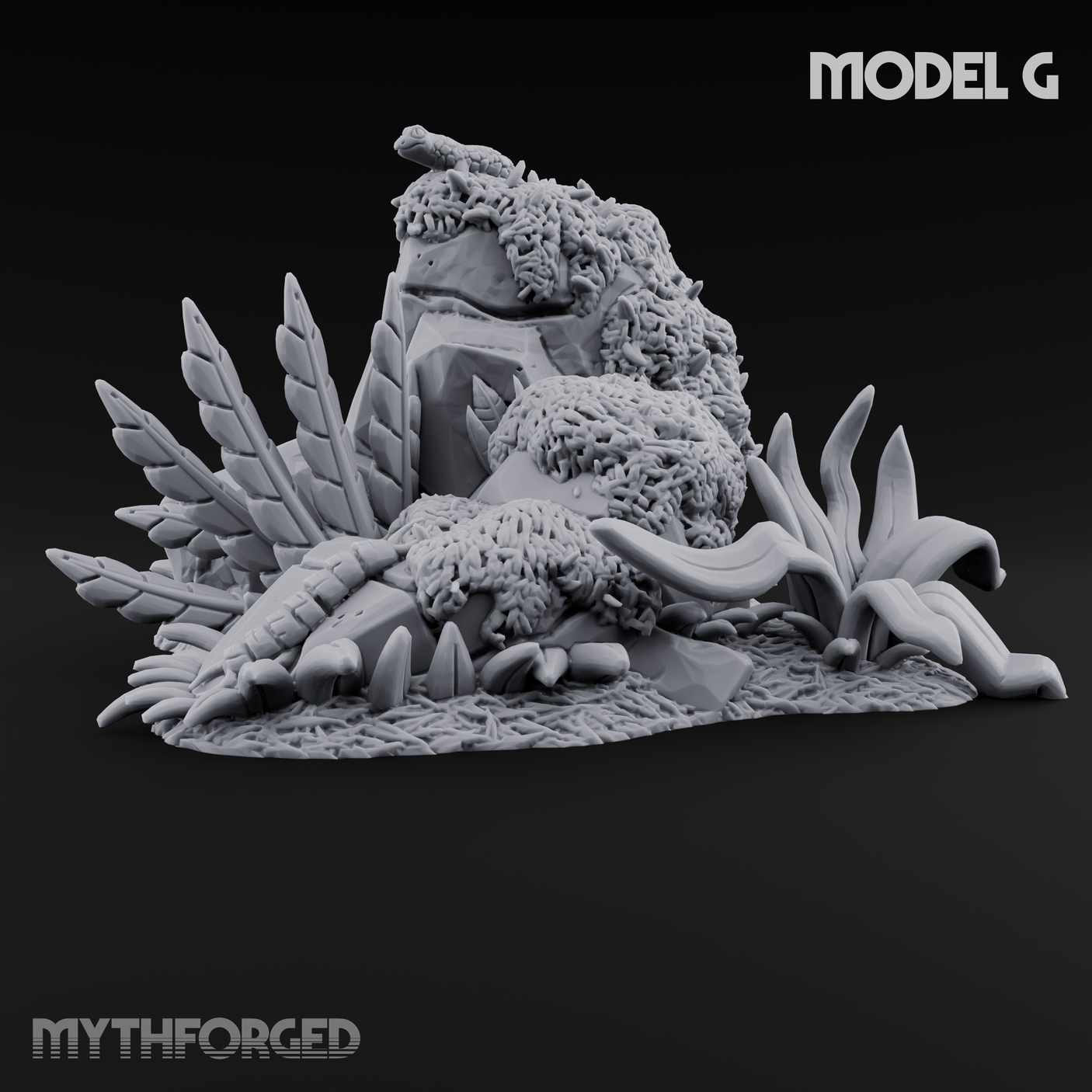 Overgrown Jungle Flora Cluster G Miniature for Dungeons and Dragons, Pathfinder or other TTRPGs