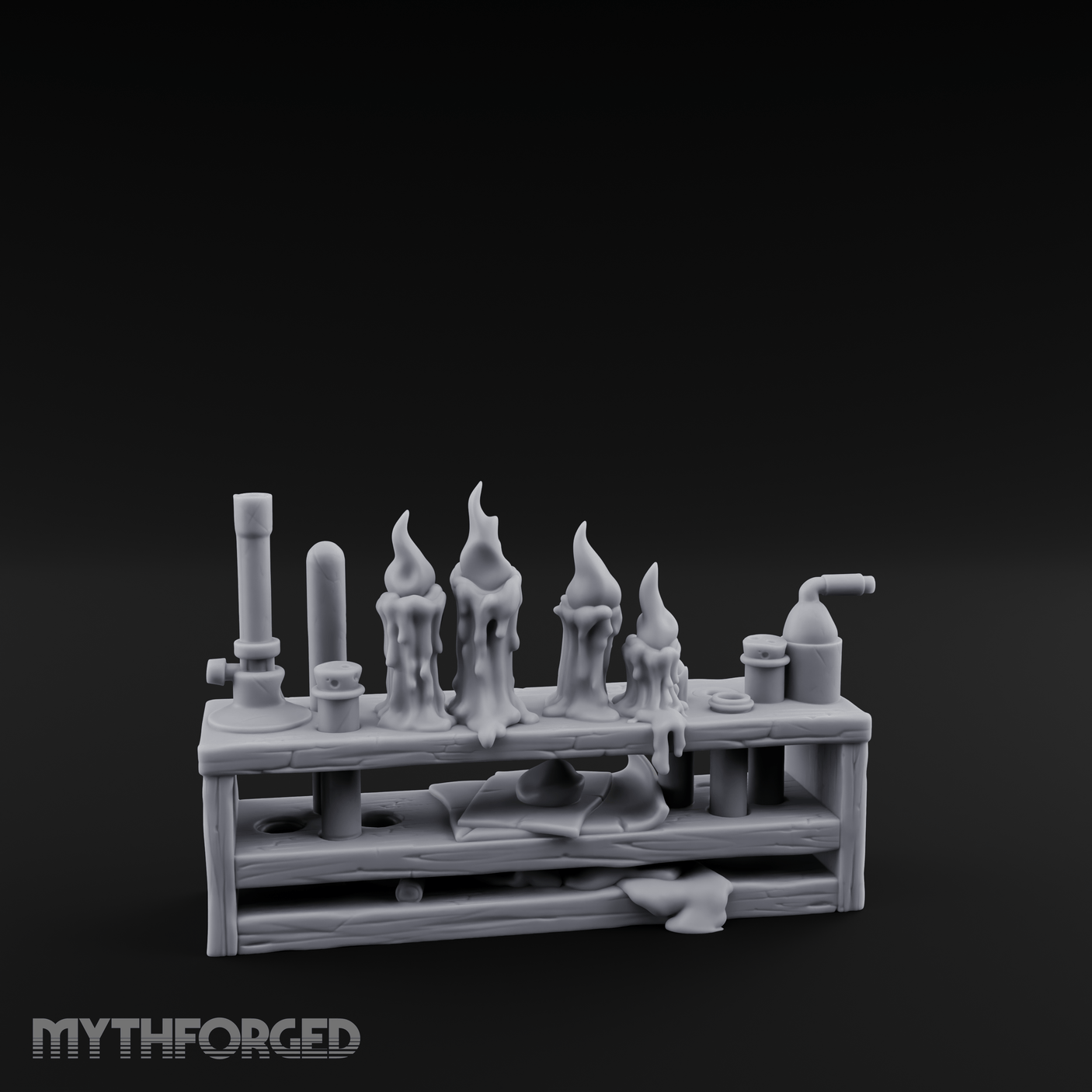 Bubbling Alchemist Workbench Miniature for Dungeons and Dragons, Pathfinder or other TTRPGs