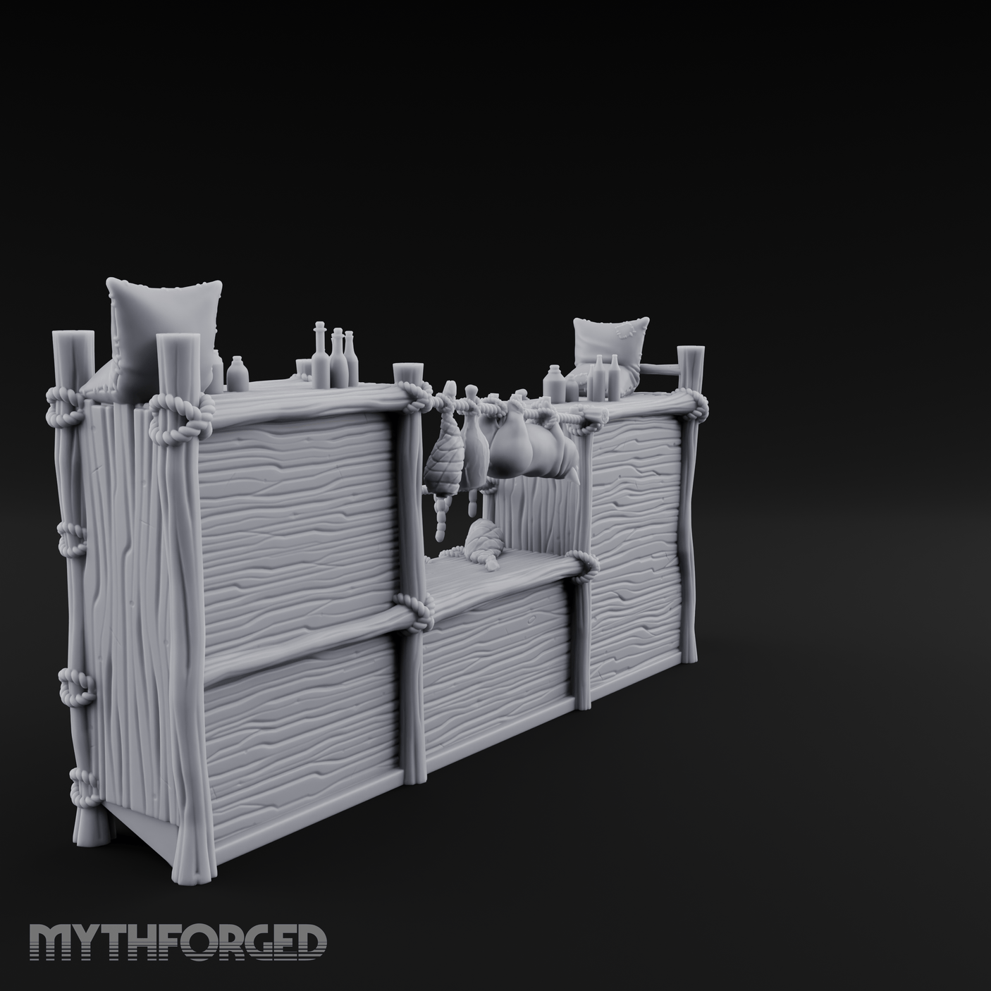 Rope-Strung Market Stall Shelves Miniature for Dungeons and Dragons, Pathfinder or other TTRPGs