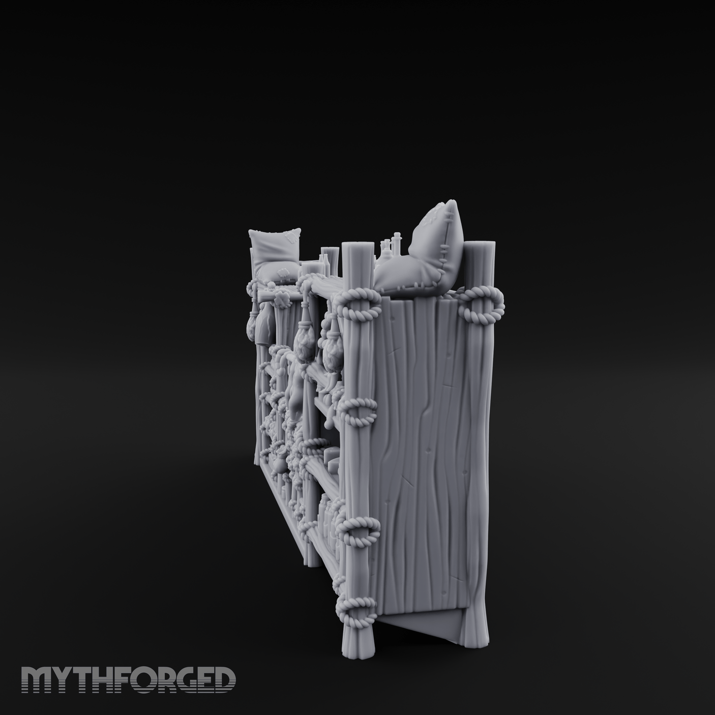 Rope-Strung Market Stall Shelves Miniature for Dungeons and Dragons, Pathfinder or other TTRPGs