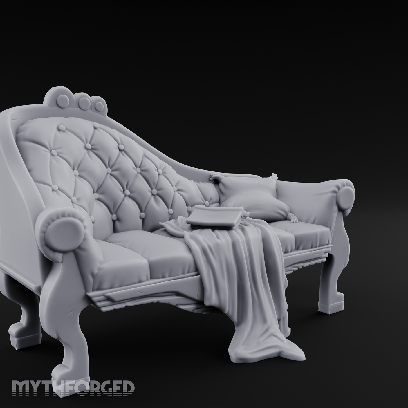 Tufted Victorian Parlor Chaise Lounge Miniature for Dungeons and Dragons, Pathfinder or other TTRPGs