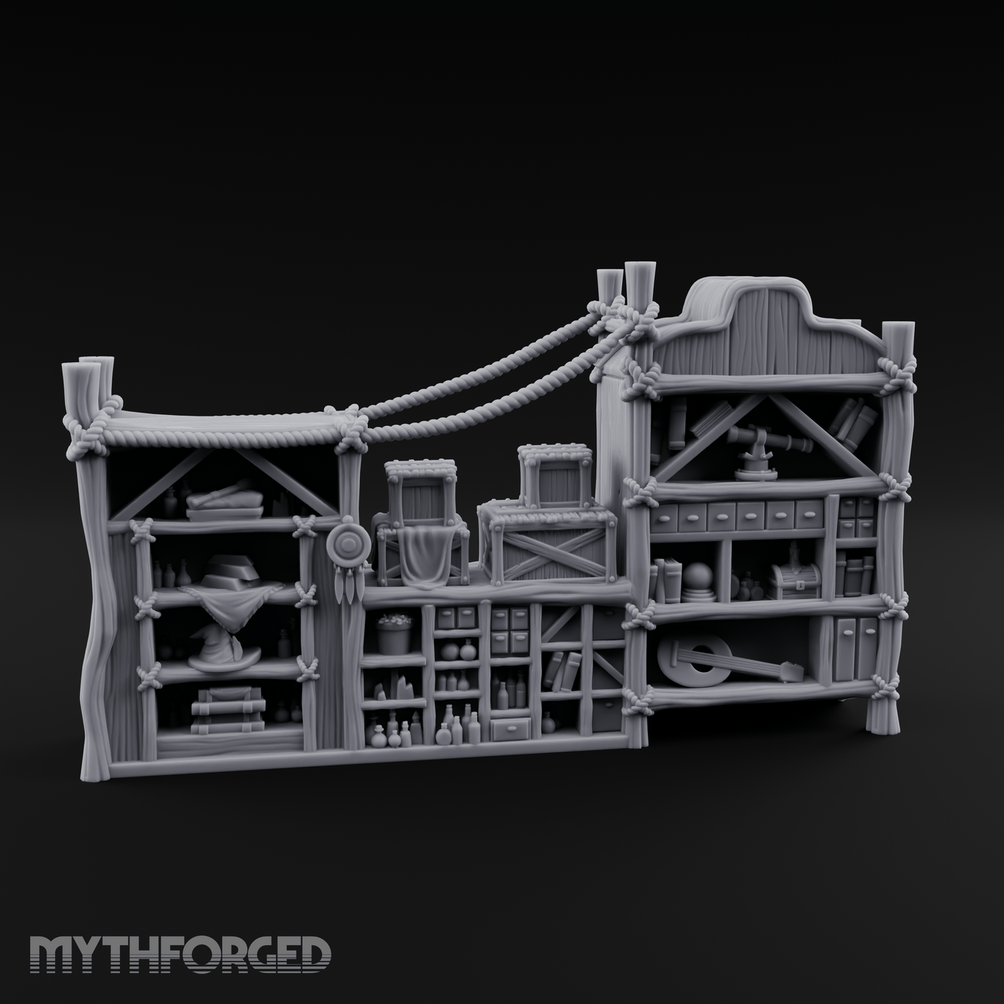 Well-Stocked Merchant's General Store Shelves Miniature for Dungeons and Dragons, Pathfinder or other TTRPGs