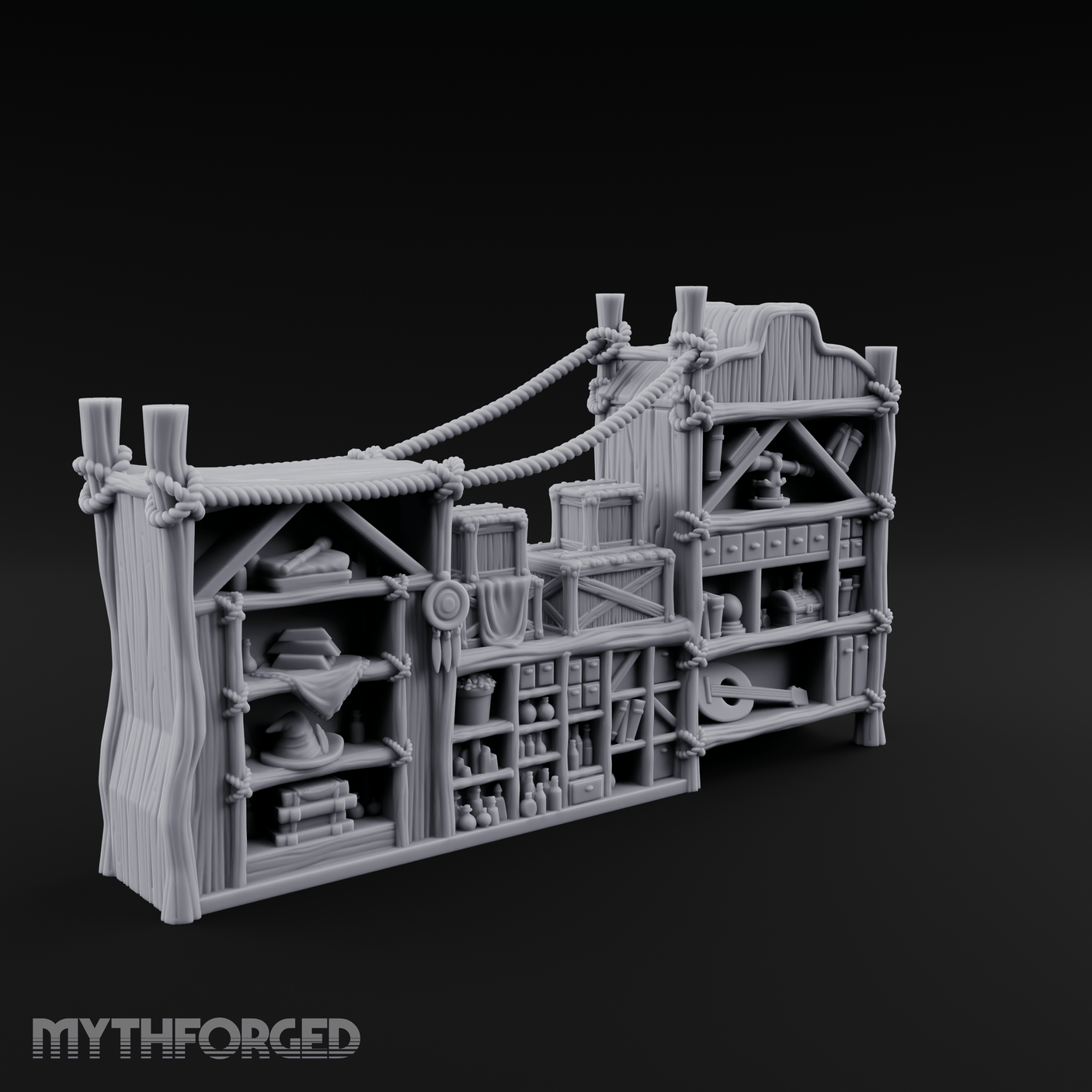Well-Stocked Merchant's General Store Shelves Miniature for Dungeons and Dragons, Pathfinder or other TTRPGs