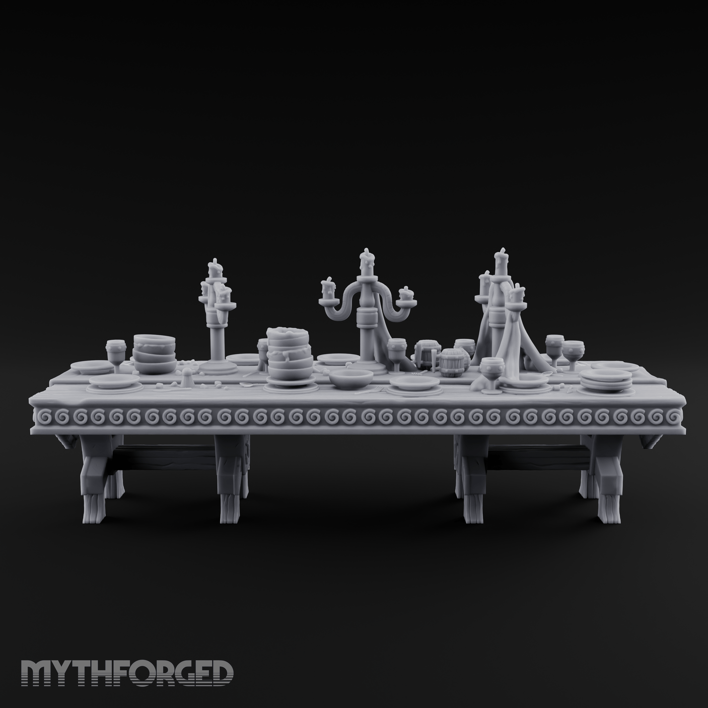 Ornamental Banquet Tableware Display Miniature for Dungeons and Dragons, Pathfinder or other TTRPGs