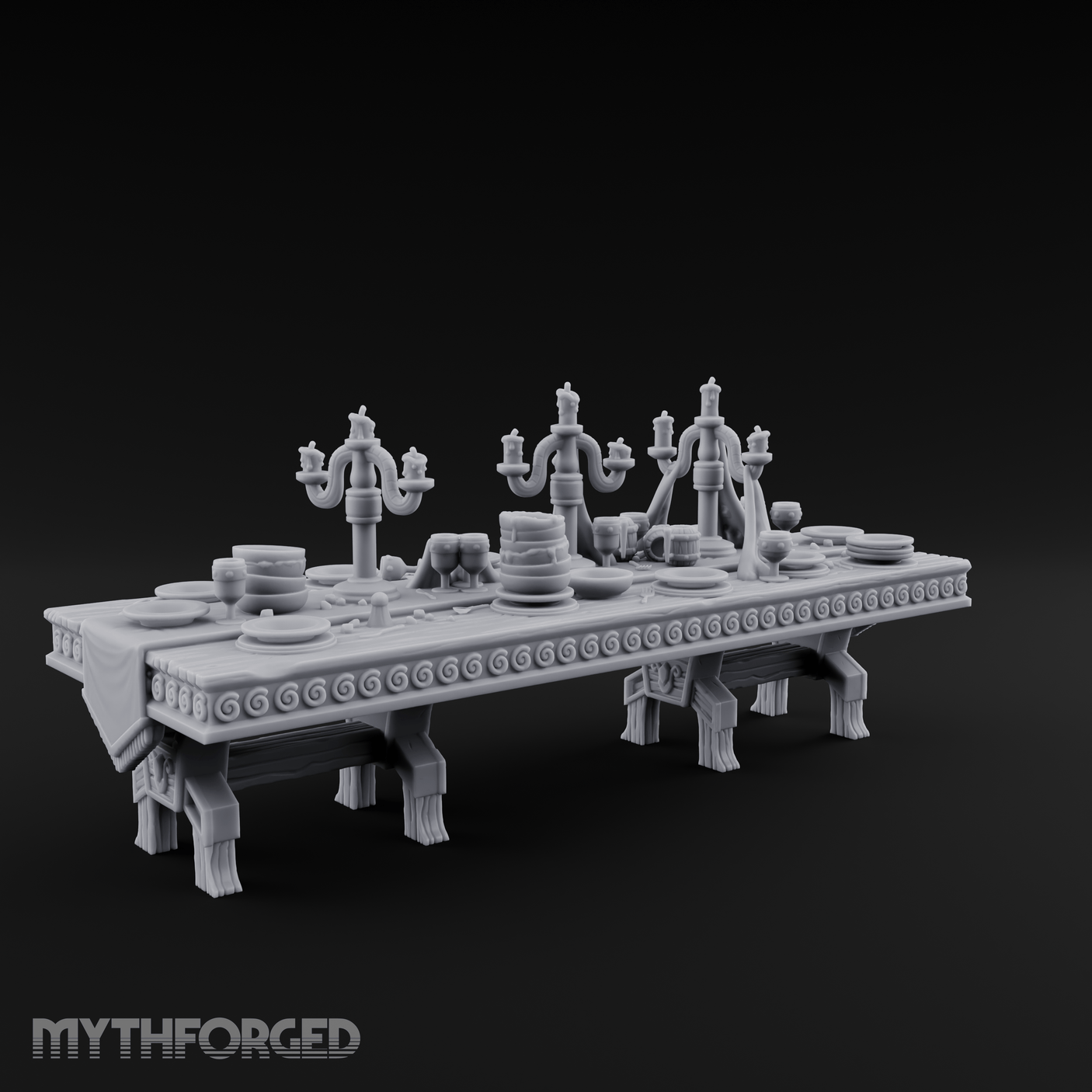 Ornamental Banquet Tableware Display Miniature for Dungeons and Dragons, Pathfinder or other TTRPGs