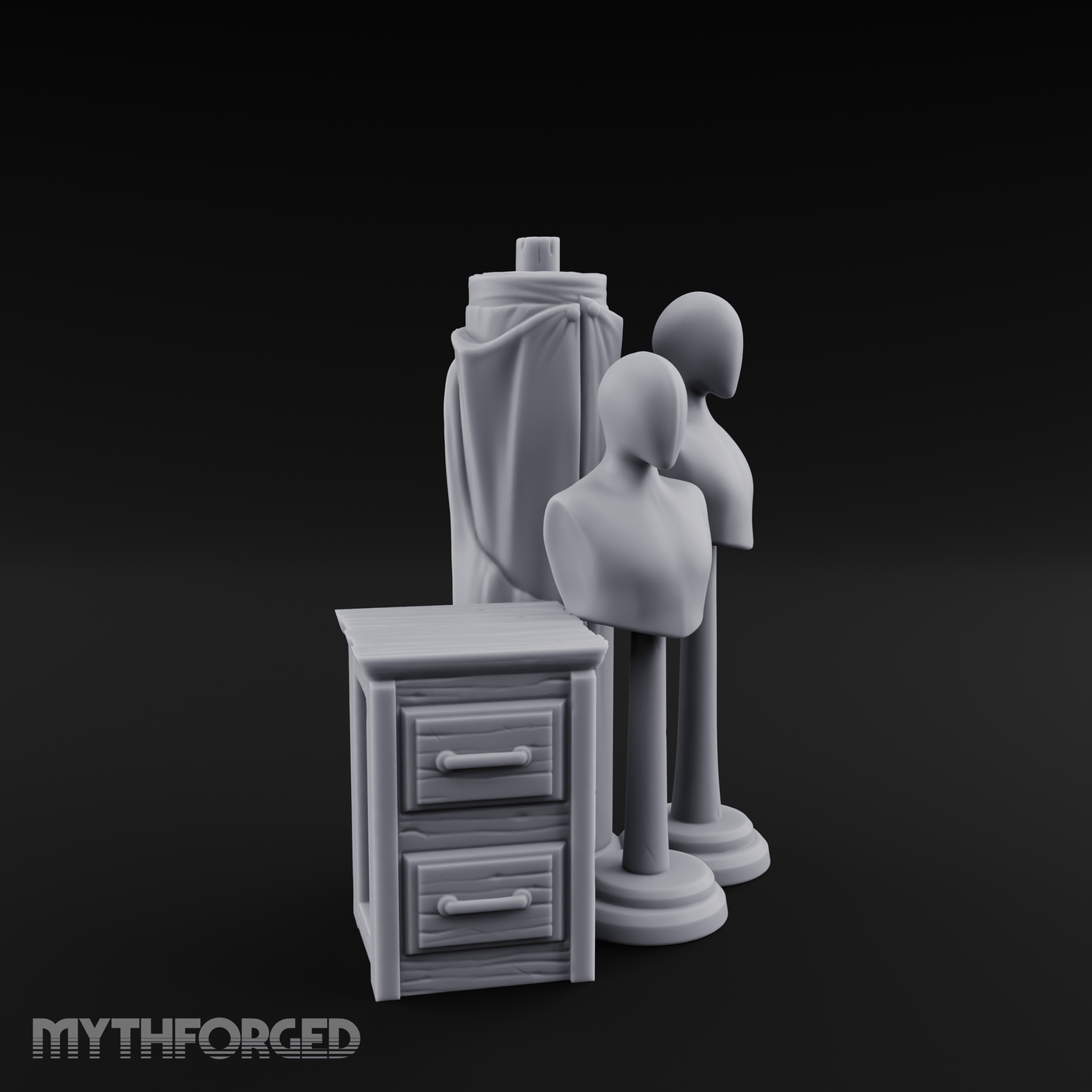 Display-Ready Tailor's Mannequin Set Miniature for Dungeons and Dragons, Pathfinder or other TTRPGs