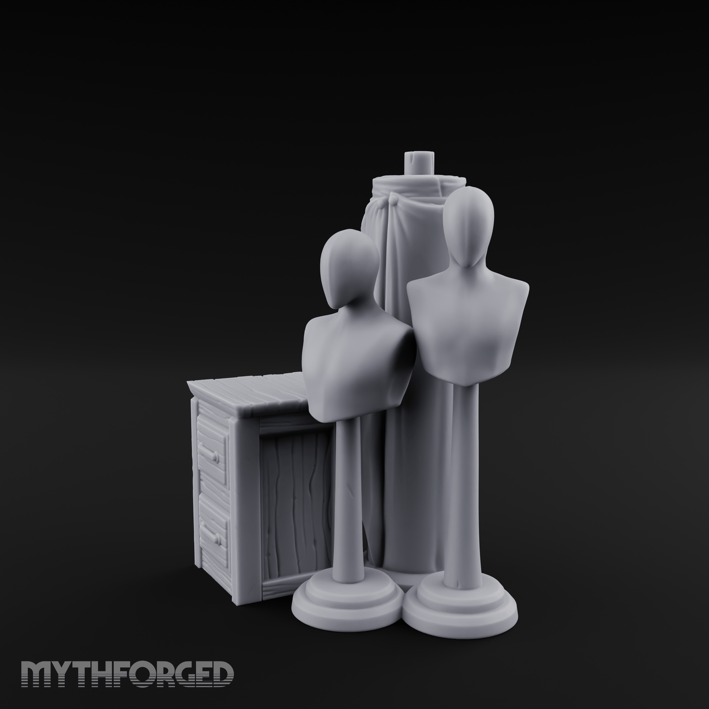 Display-Ready Tailor's Mannequin Set Miniature for Dungeons and Dragons, Pathfinder or other TTRPGs