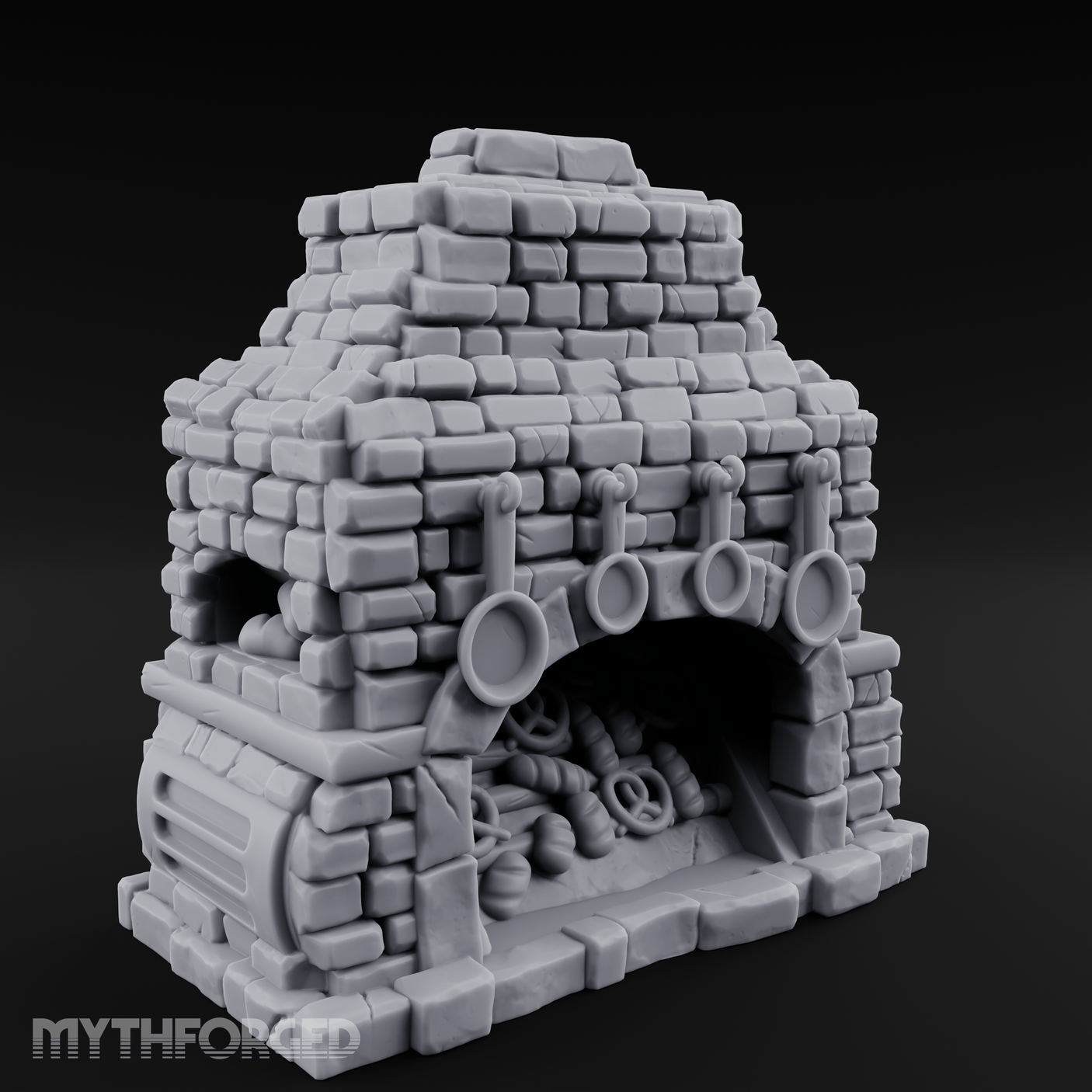 Pretzel-Filled Stone Baker's Oven Miniature for Dungeons and Dragons, Pathfinder or other TTRPGs
