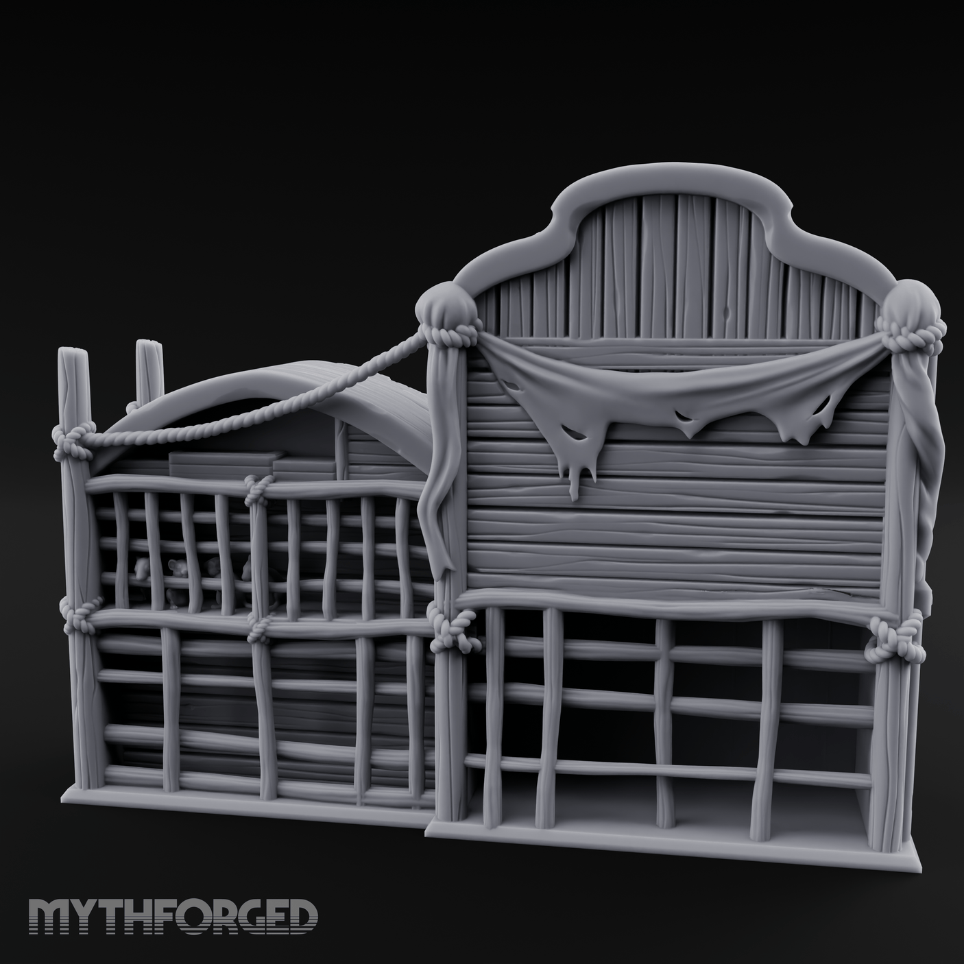 Rope-Bound Animal Cages Miniature for Dungeons and Dragons, Pathfinder or other TTRPGs