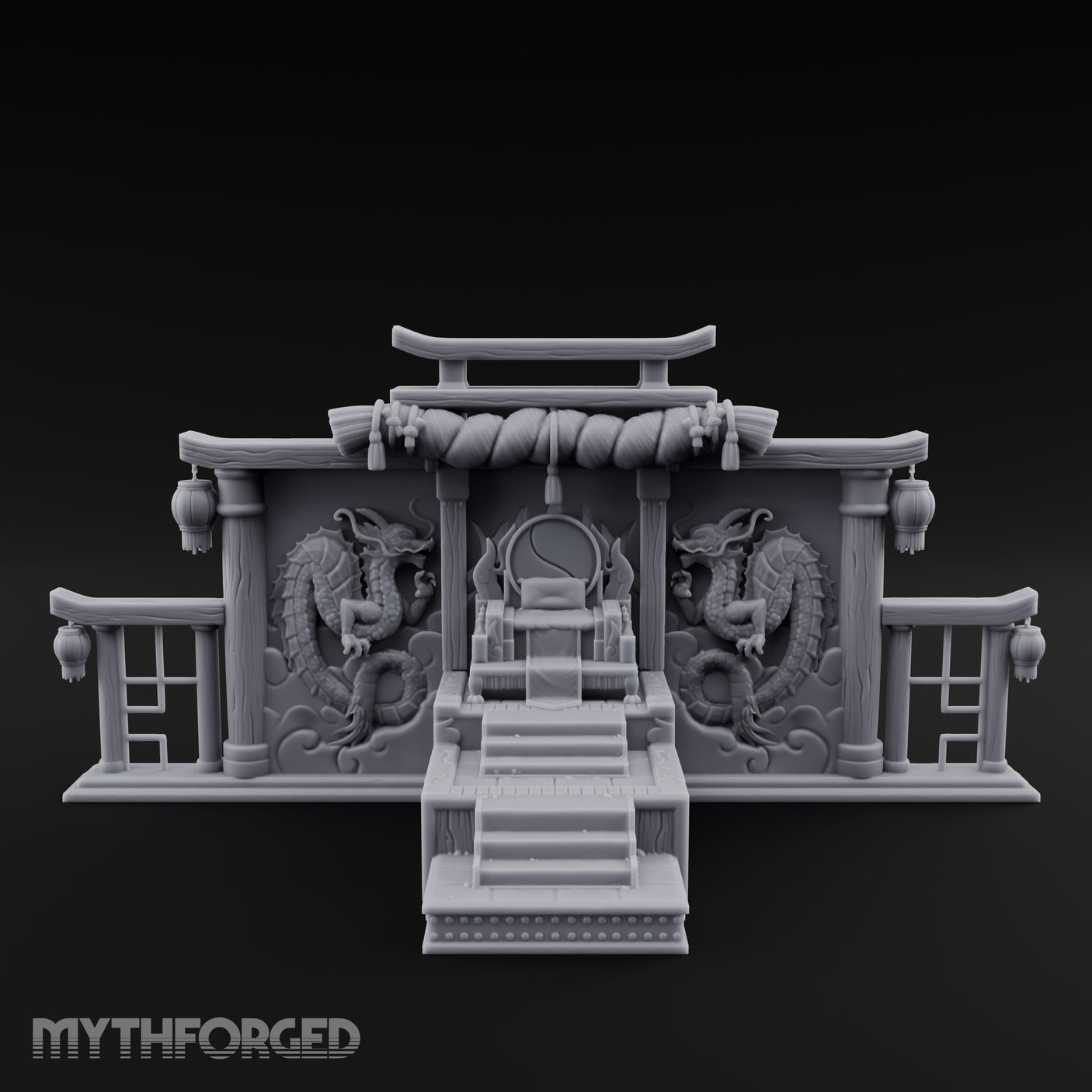 Twin-Dragon Shogun's Shrine Miniature for Dungeons and Dragons, Pathfinder or other TTRPGs