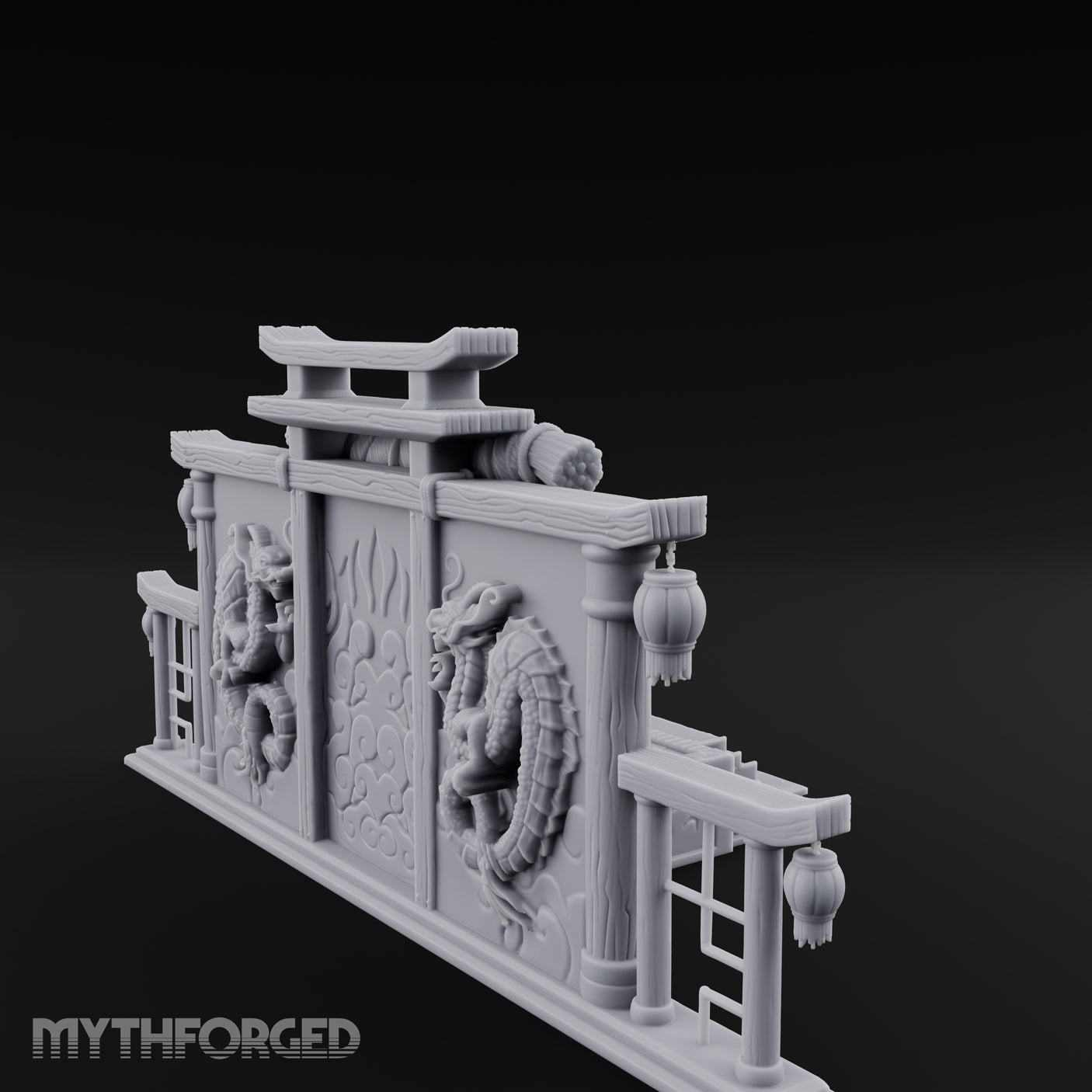Twin-Dragon Shogun's Shrine Miniature for Dungeons and Dragons, Pathfinder or other TTRPGs