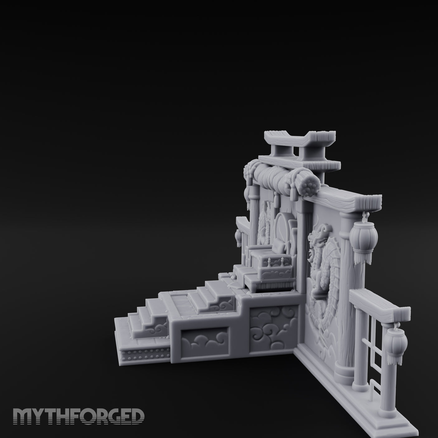 Twin-Dragon Shogun's Shrine Miniature for Dungeons and Dragons, Pathfinder or other TTRPGs