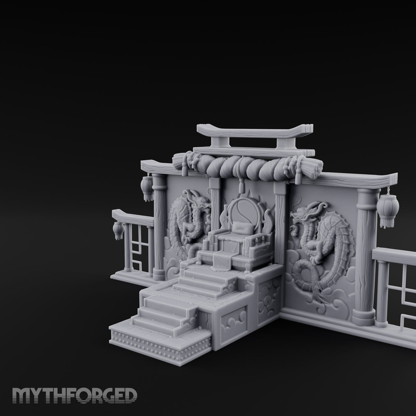 Twin-Dragon Shogun's Shrine Miniature for Dungeons and Dragons, Pathfinder or other TTRPGs