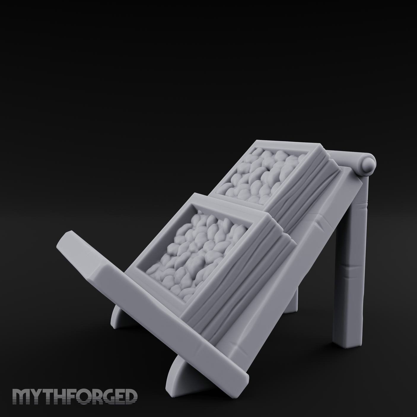 Produce-Laden Market Produce Stall Miniature for Dungeons and Dragons, Pathfinder or other TTRPGs