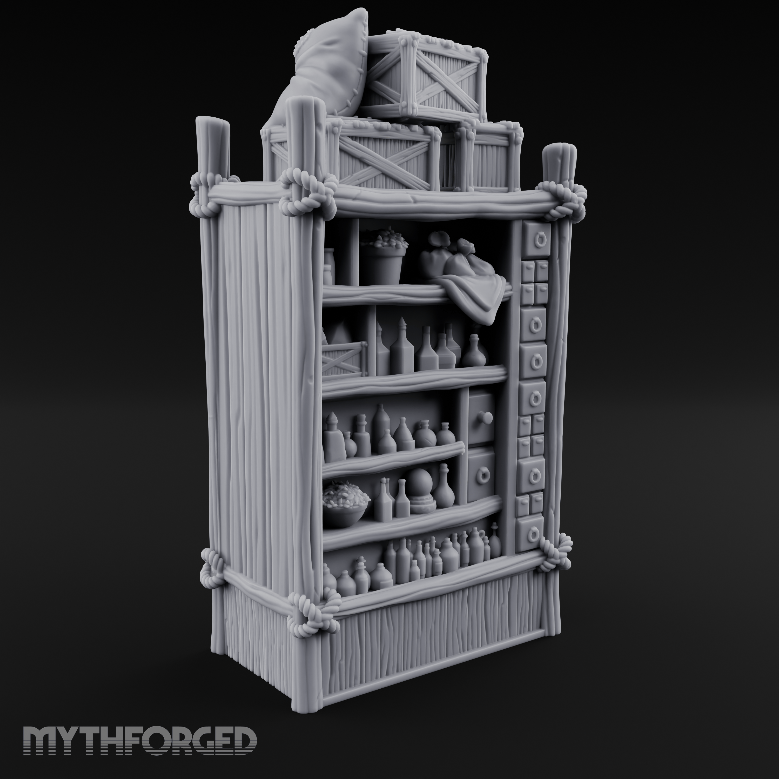 Draped Stacked Cargo Crates