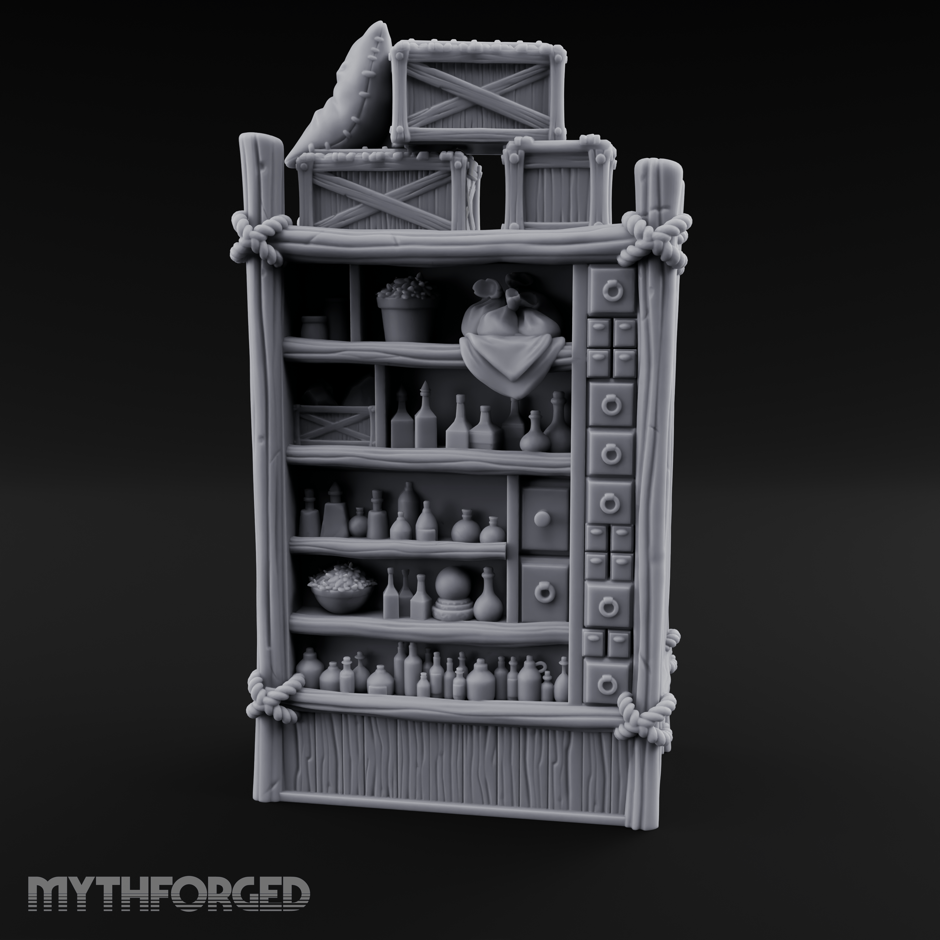 Draped Stacked Cargo Crates