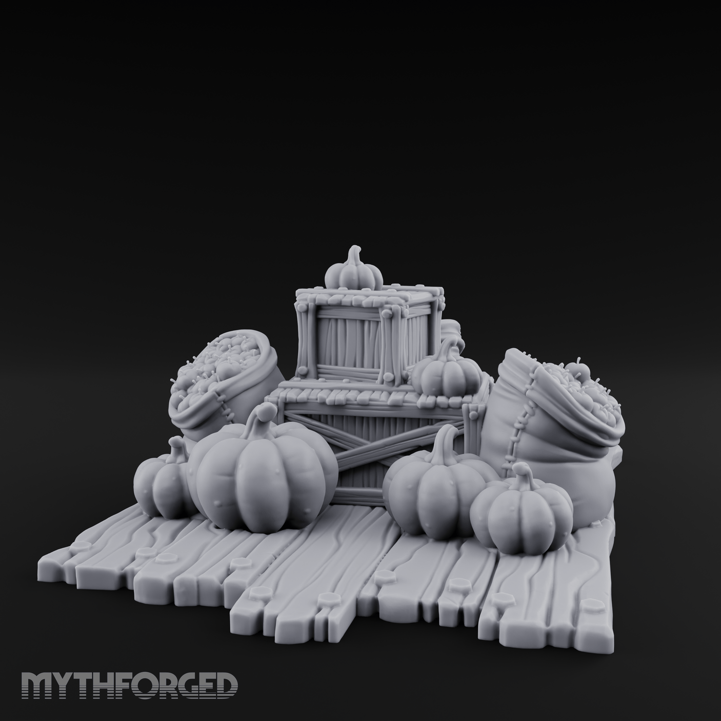 Harvest-Ready Pumpkin Market Display Miniature for Dungeons and Dragons, Pathfinder or other TTRPGs