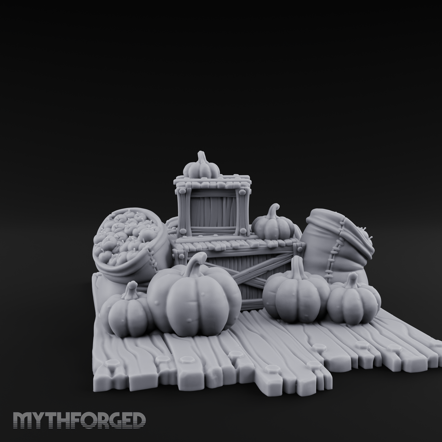 Harvest-Ready Pumpkin Market Display Miniature for Dungeons and Dragons, Pathfinder or other TTRPGs
