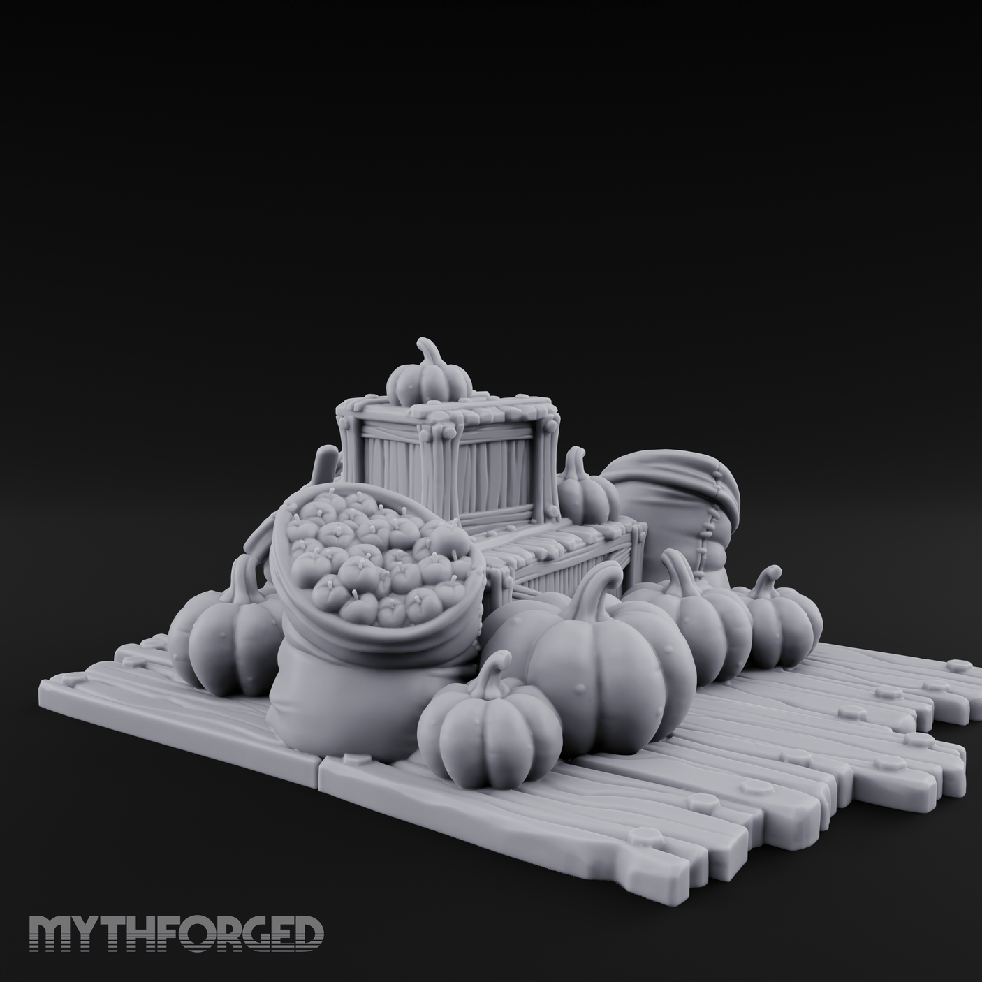 Harvest-Ready Pumpkin Market Display Miniature for Dungeons and Dragons, Pathfinder or other TTRPGs