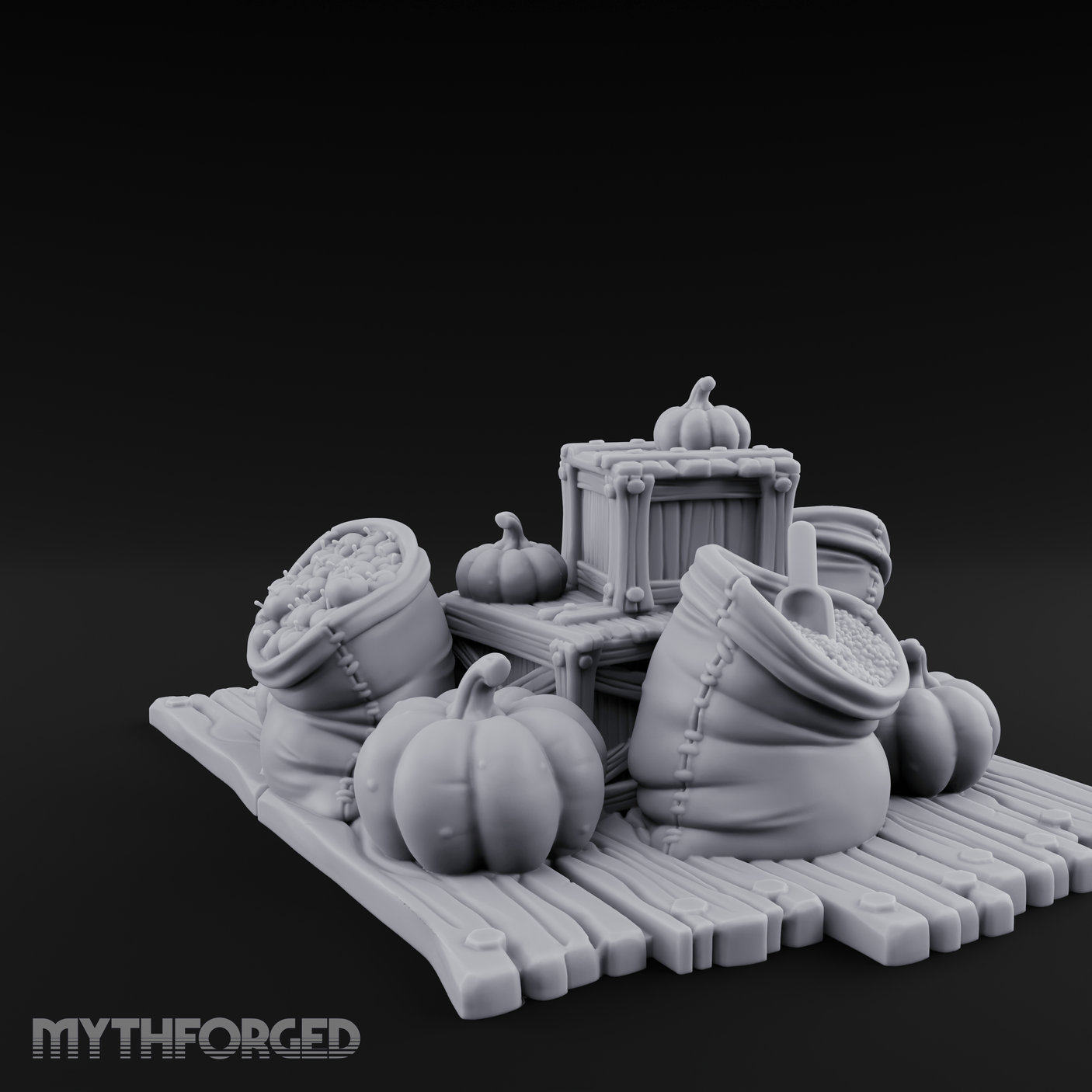 Harvest-Ready Pumpkin Market Display Miniature for Dungeons and Dragons, Pathfinder or other TTRPGs