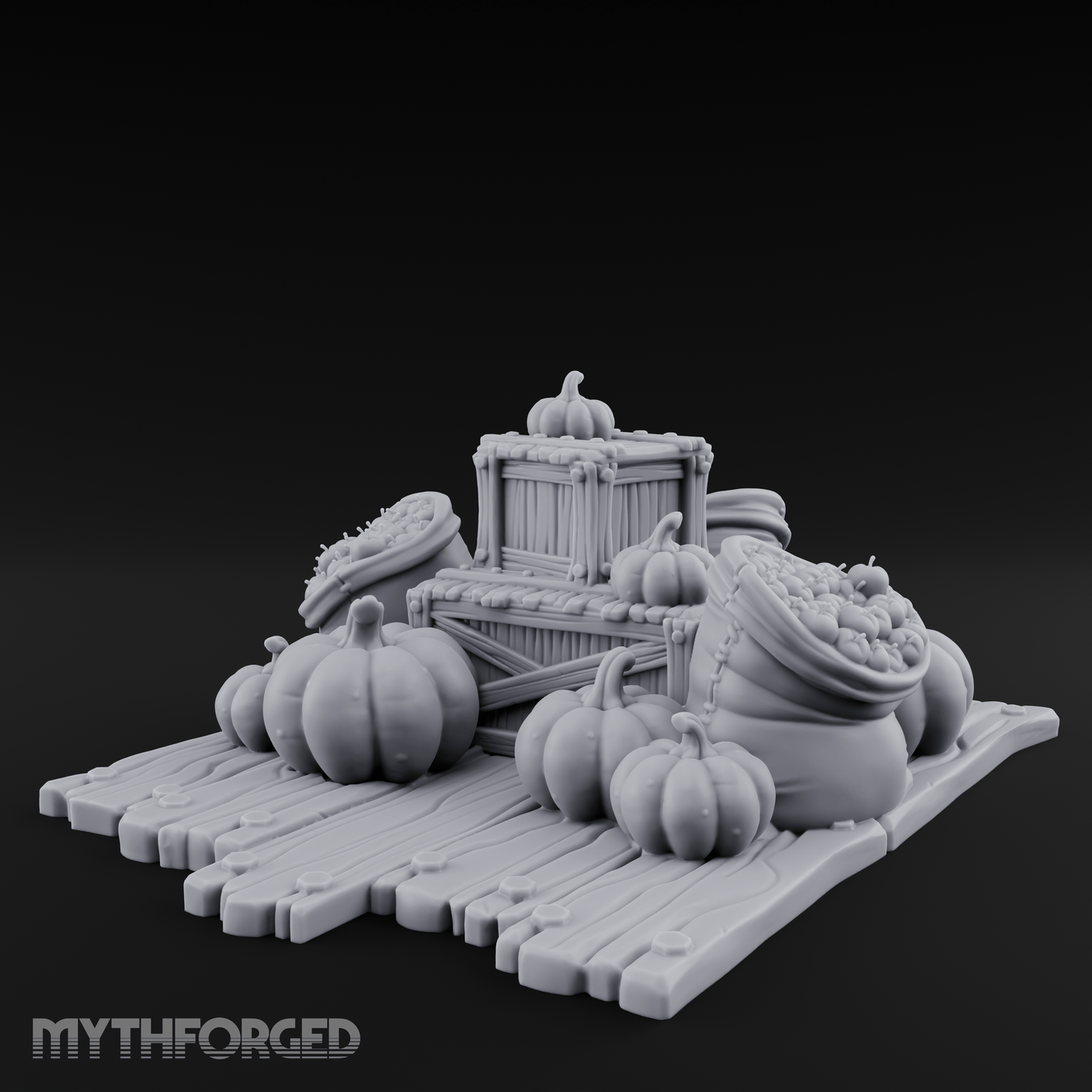 Harvest-Ready Pumpkin Market Display Miniature for Dungeons and Dragons, Pathfinder or other TTRPGs