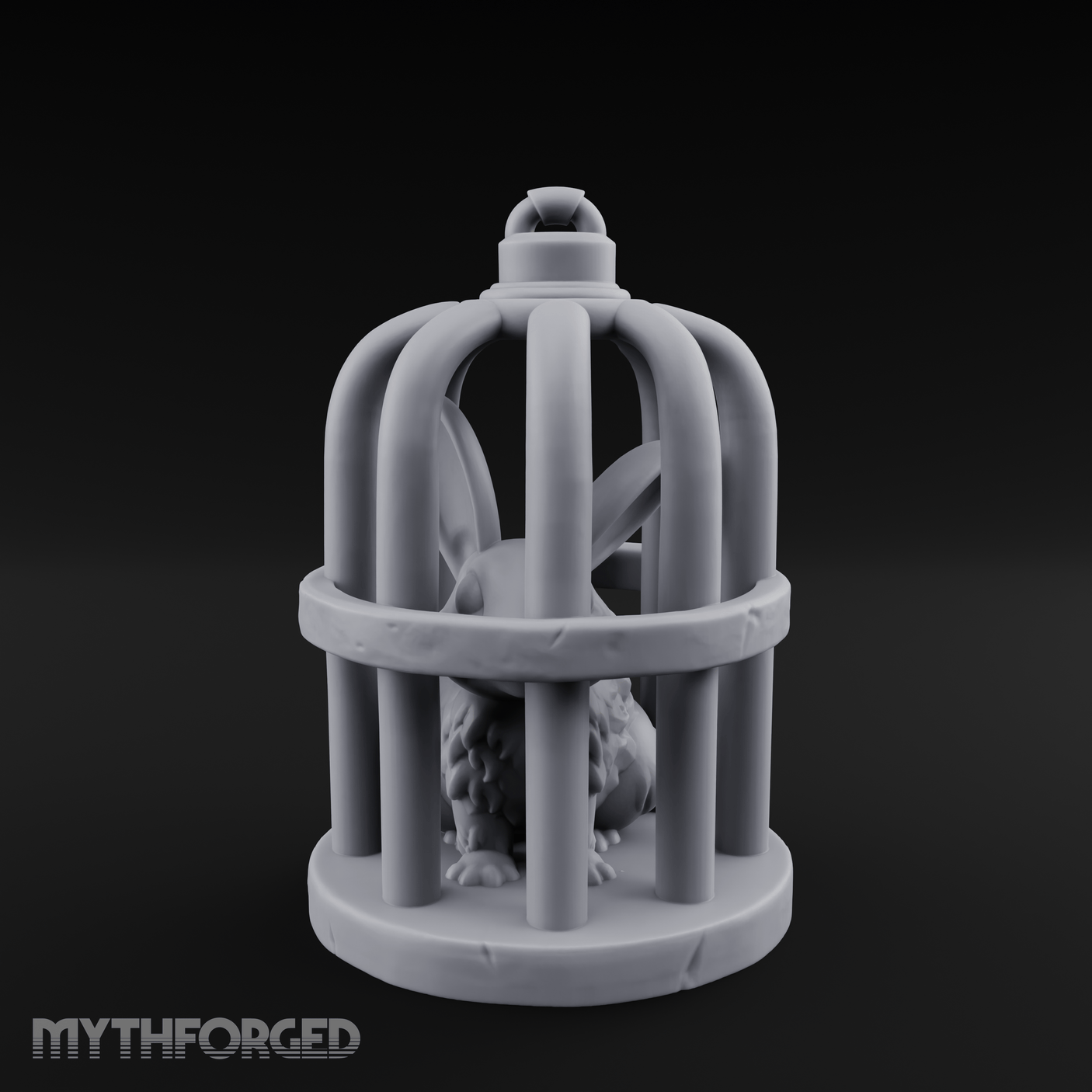 Captured Rabbit In Birdcage Miniature for Dungeons and Dragons, Pathfinder or other TTRPGs