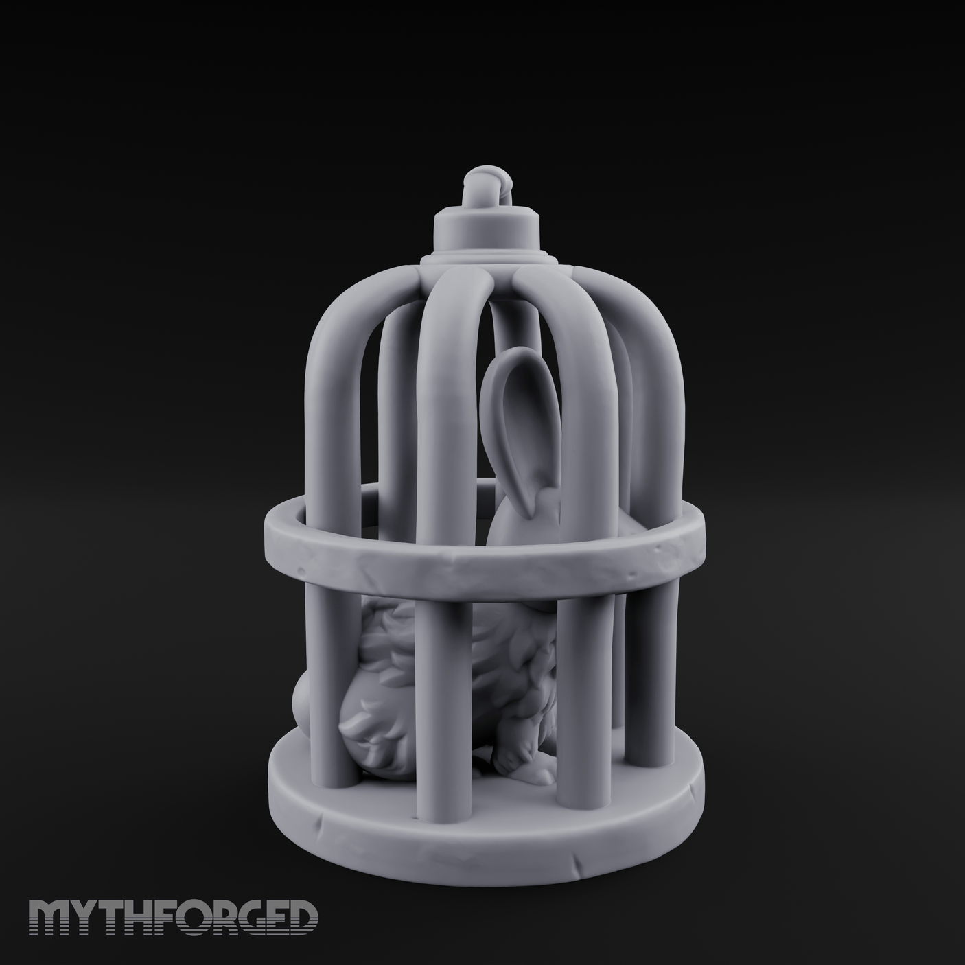 Captured Rabbit In Birdcage Miniature for Dungeons and Dragons, Pathfinder or other TTRPGs