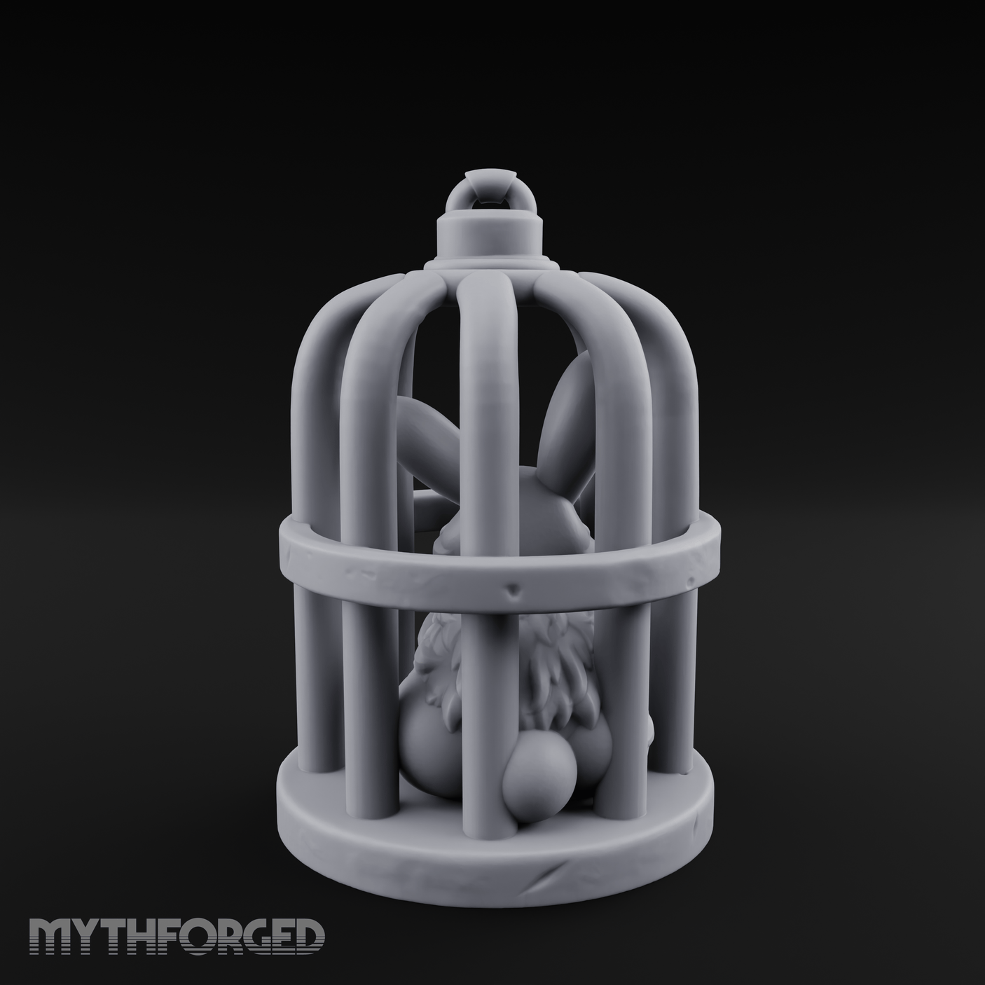 Captured Rabbit In Birdcage Miniature for Dungeons and Dragons, Pathfinder or other TTRPGs