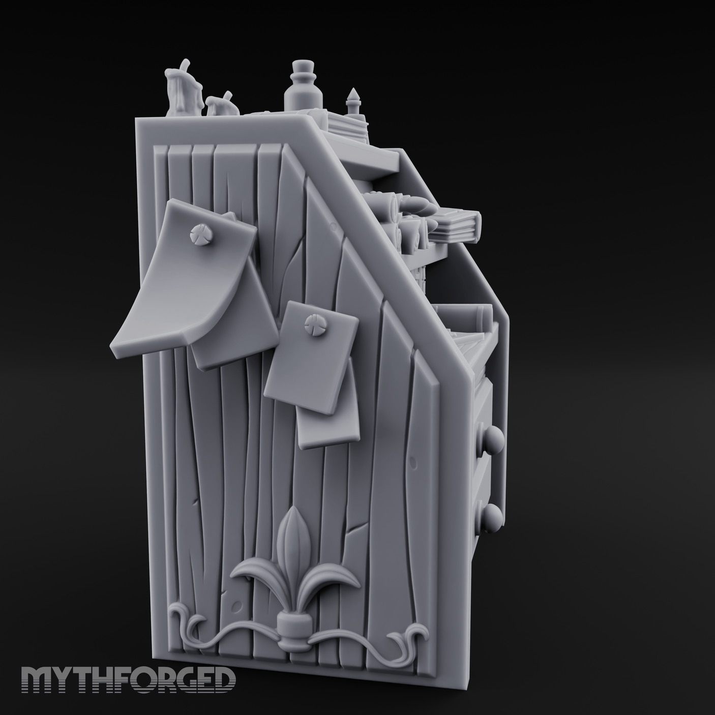 Supply-Stocked Merchant's Shelf Cabinet Miniature for Dungeons and Dragons, Pathfinder or other TTRPGs